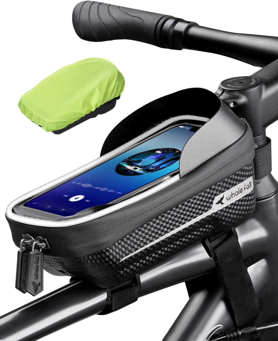 whale fall Bike Frame Bag Waterproof, 3D EVA Hard Shell, Bike Phone Holder
