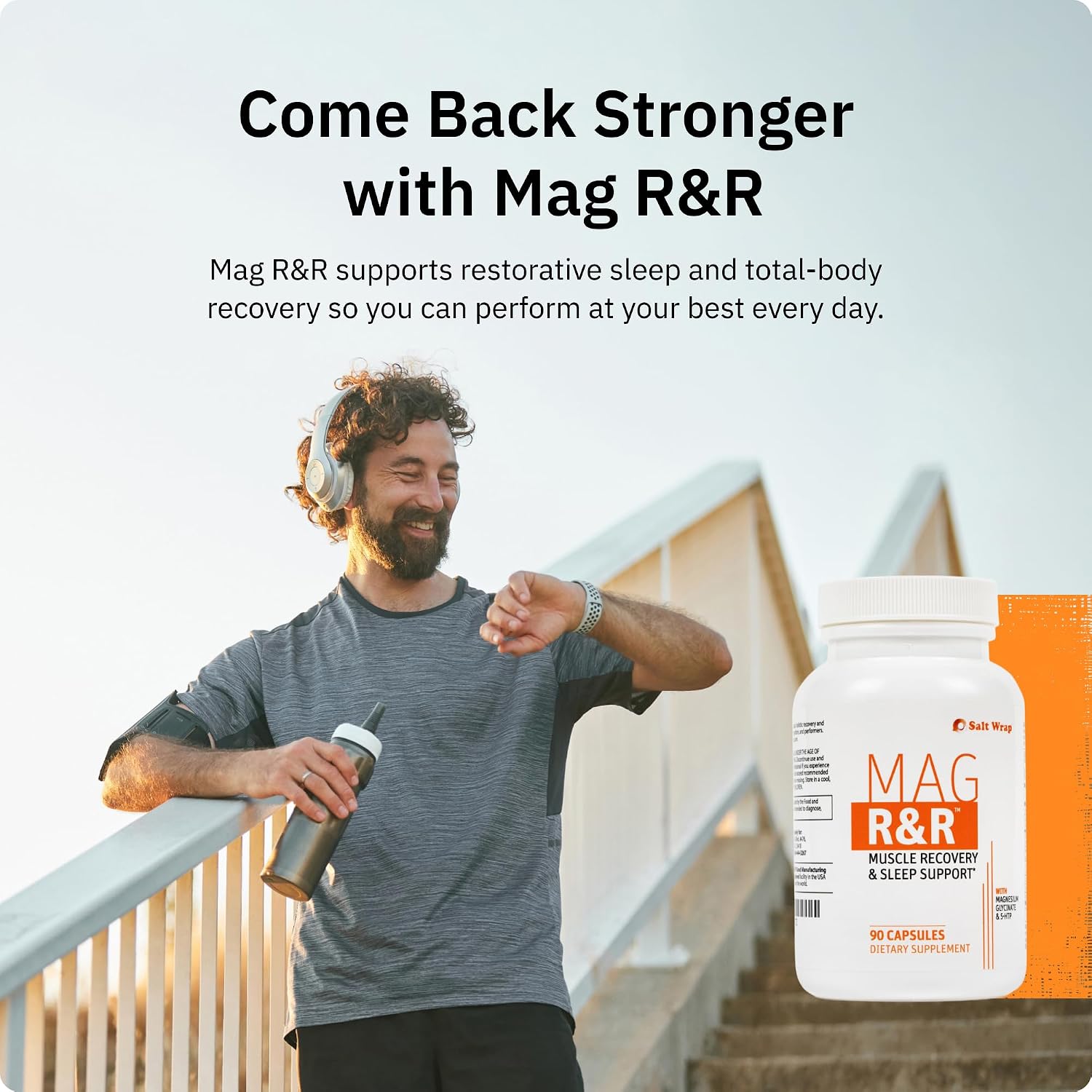 SaltWrap Mag R&R - Nighttime Muscle Cramps Support, Natural Sleep Support for Adults with Magnesium Glycinate for Muscle Spasm and Leg Cramps Relief
