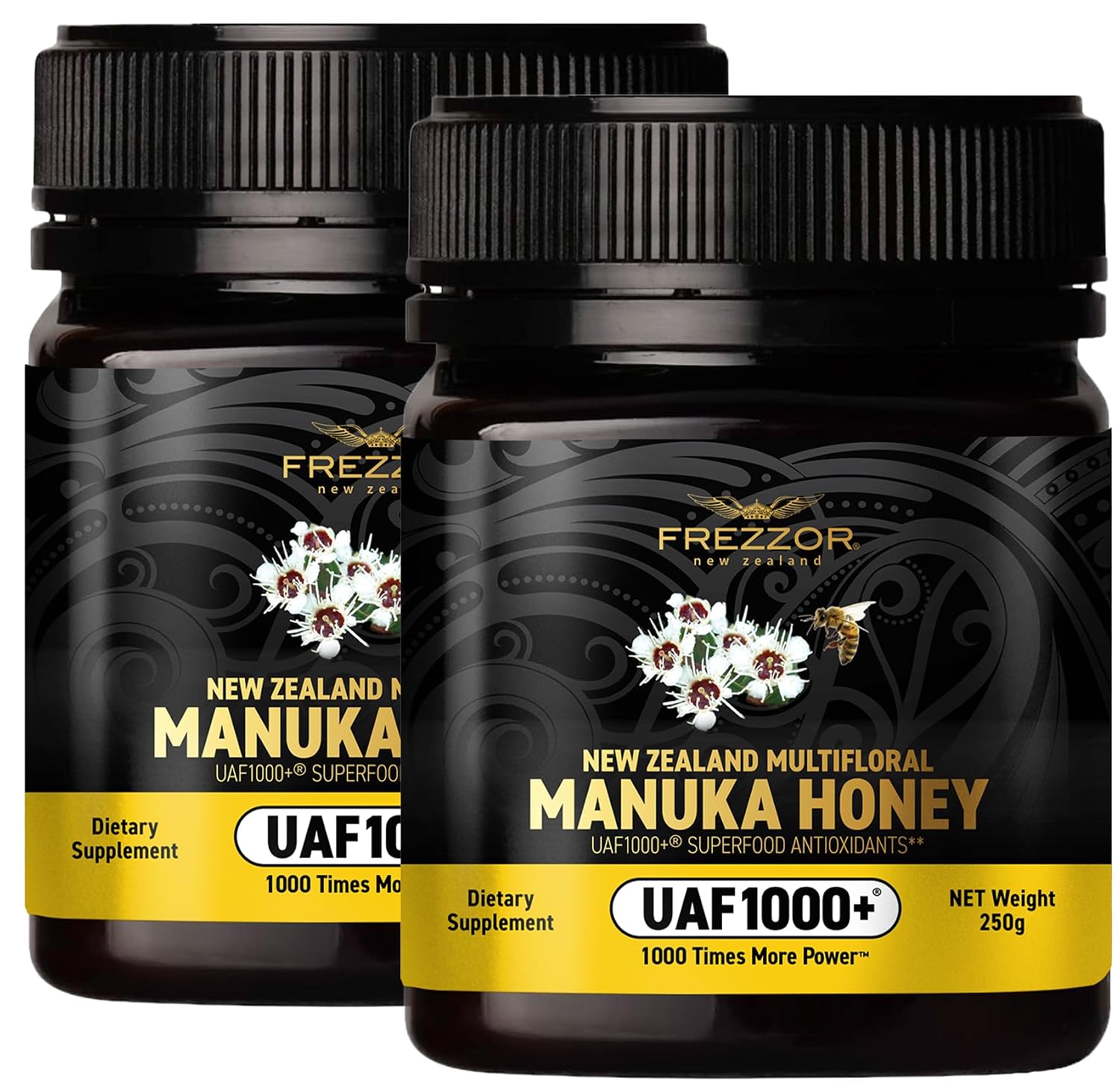 FREZZOR Premium New Zealand Raw Multifloral Manuka Honey with UAF1000+ Super Antioxidant, 230% More Bioactive, Best Support for Everyday Wellness