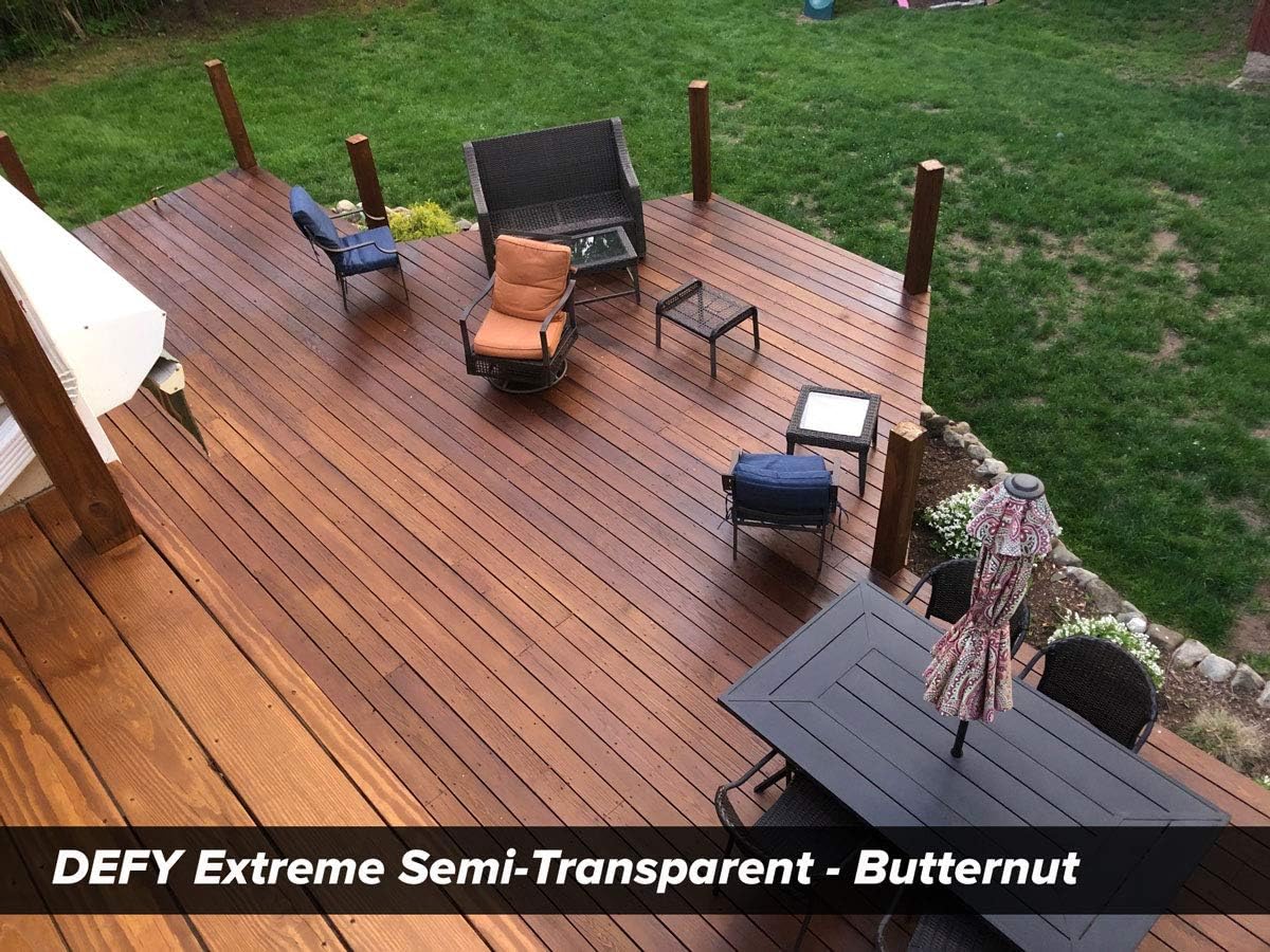 DEFY Extreme Wood Stain and Sealer in One - 1 Gallon Semi-Transparent Waterproof Coating for All Wood Types - Cedar Tone