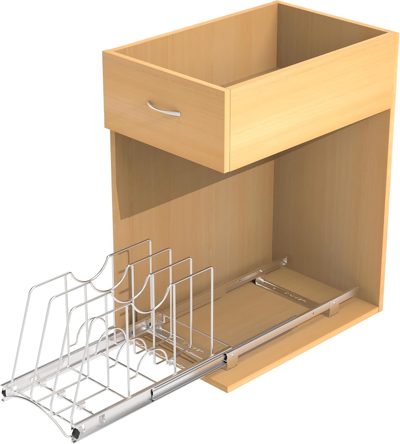 Pull Out Cookie Sheet Organizer, 11" W x 22" D x 11.8" H, Chrome