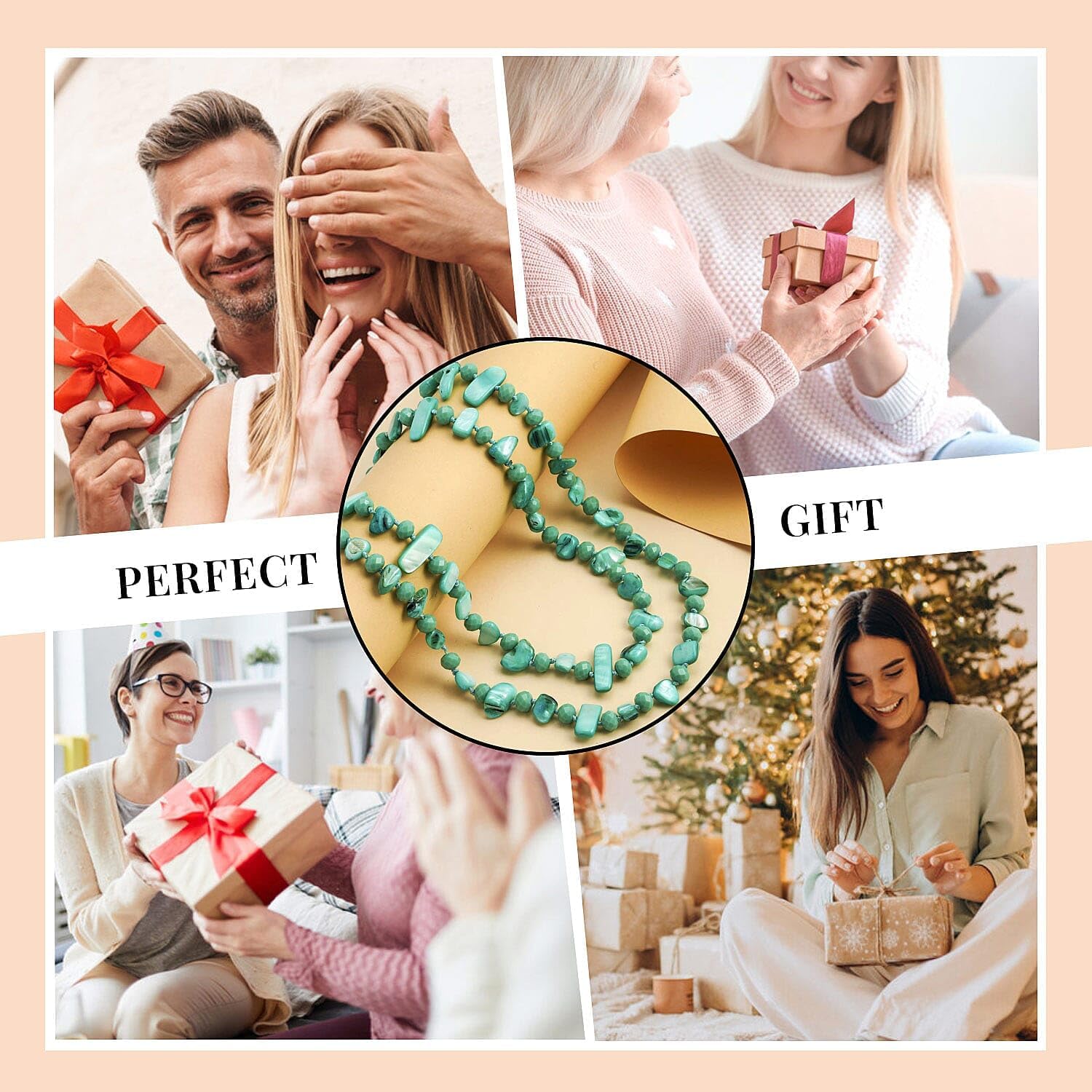 SHOP LC DELIVERING JOY Shell Chips Glass Beaded Necklace for Women Jewelry for Women Size 47" Birthday Gifts