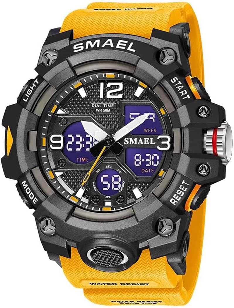 Gosasa Men's Large Face Outdoor Sports Watches Military S-Shock Watch Waterproof, Backlight, Alarm, Stopwatch Features - Rugged Wristwatch for Training, Hiking, and Adventure