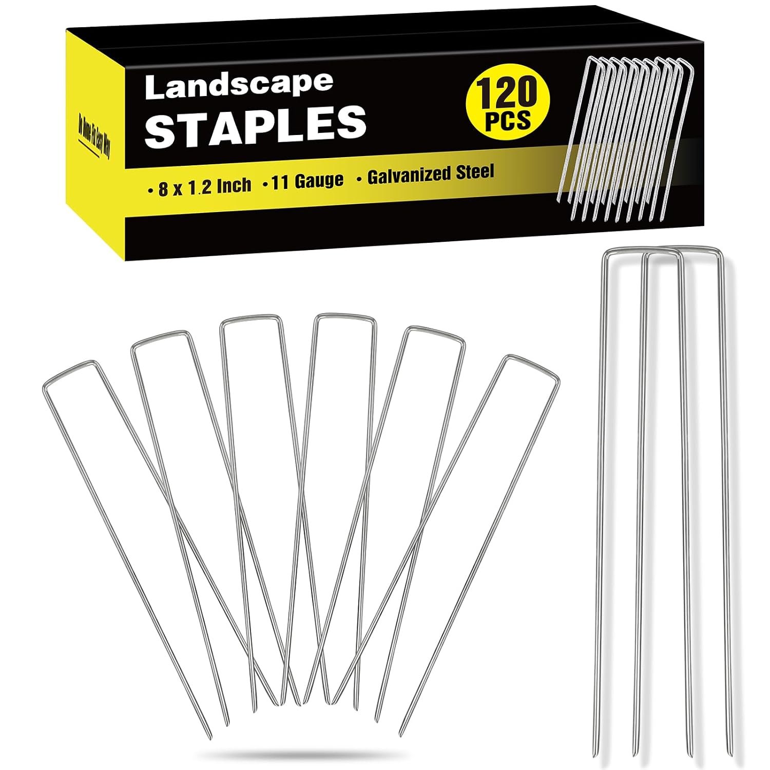 HongWay 240 Pack Landscape Staples 6 Inch, Galvanized Garden Stakes