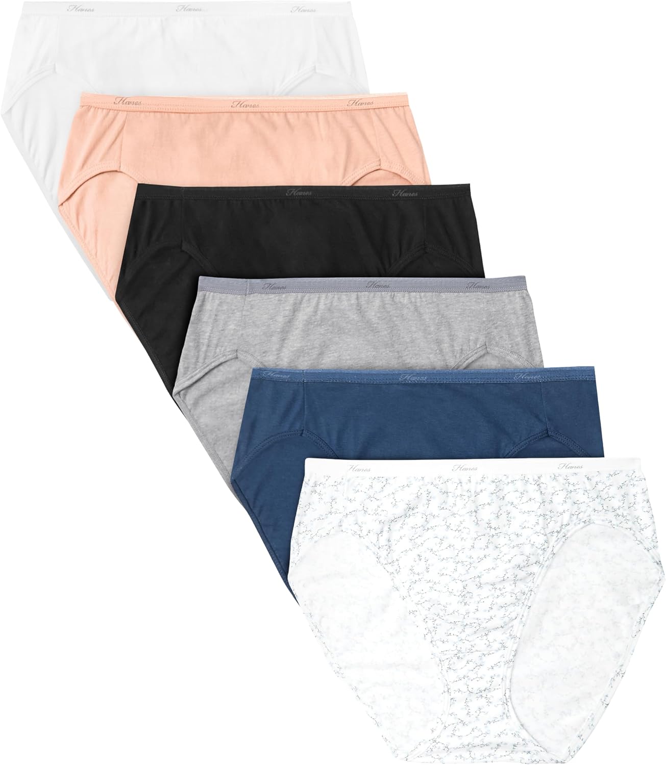 Hanes women's Hi-Cut Panties Pack, Lightweight Cotton Hi-Cuts, 6-Pack (Retired, Colors May Vary)