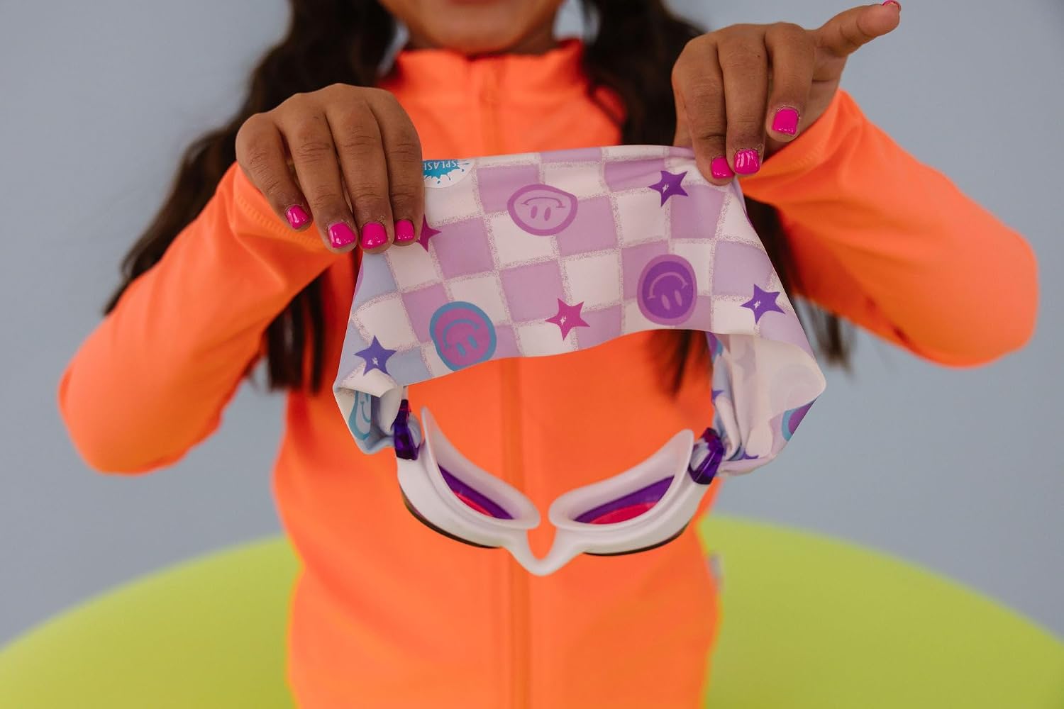 Splash Place SWIM GOGGLES with Fabric Strap - Adult & Kids Swim Goggles - PINKS & PURPLES