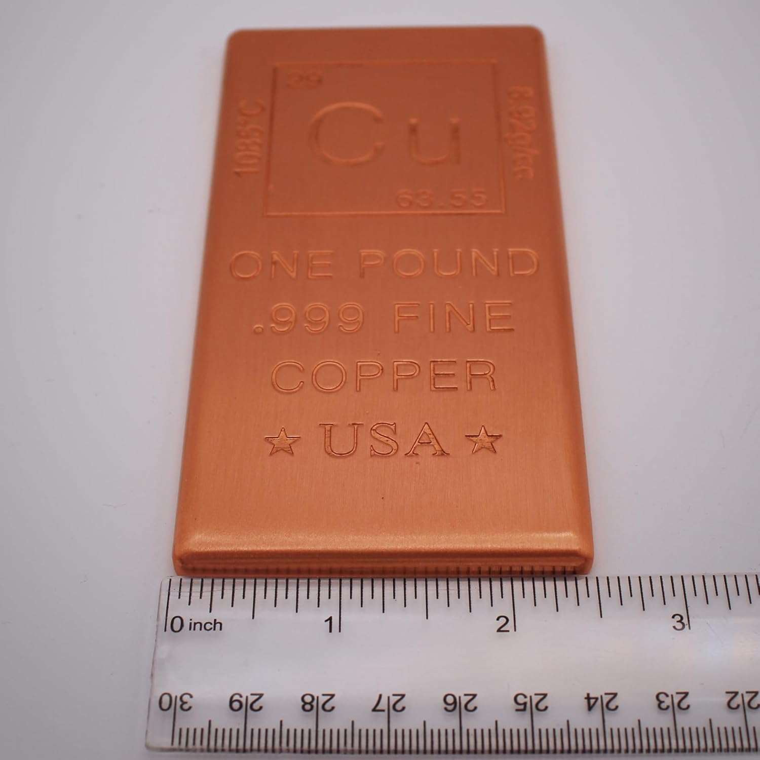 1 lb Copper Bar (Flat Style) .999 Pure Paperweight | Element Design with Certificate of Authenticity