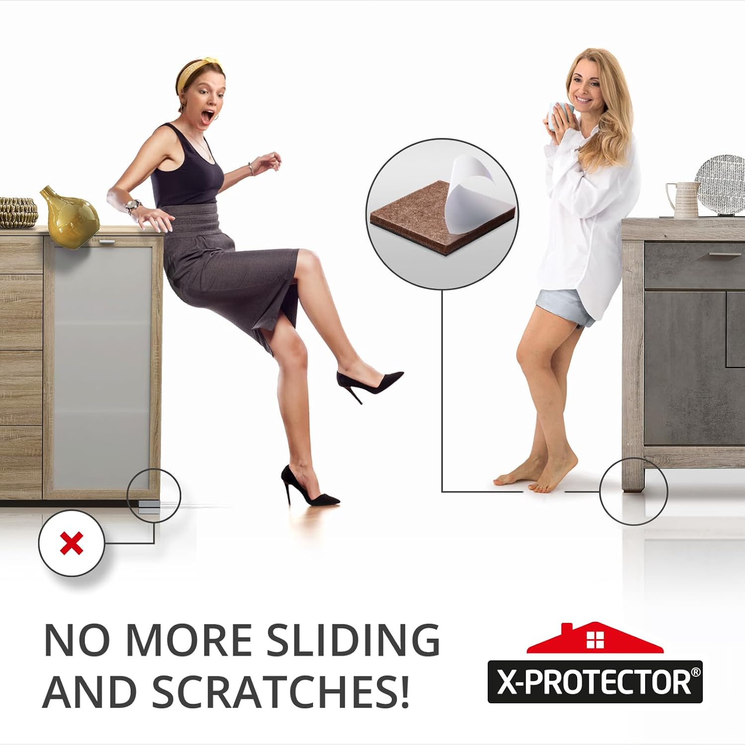 X-PROTECTOR Non Slip Furniture Pads – 12 Premium Furniture Grippers 3"! | Best SelfAdhesive Rubber Feet Furniture Feet – Ideal Non Skid Furniture Pad Floor Protectors – Keep Furniture in Place!