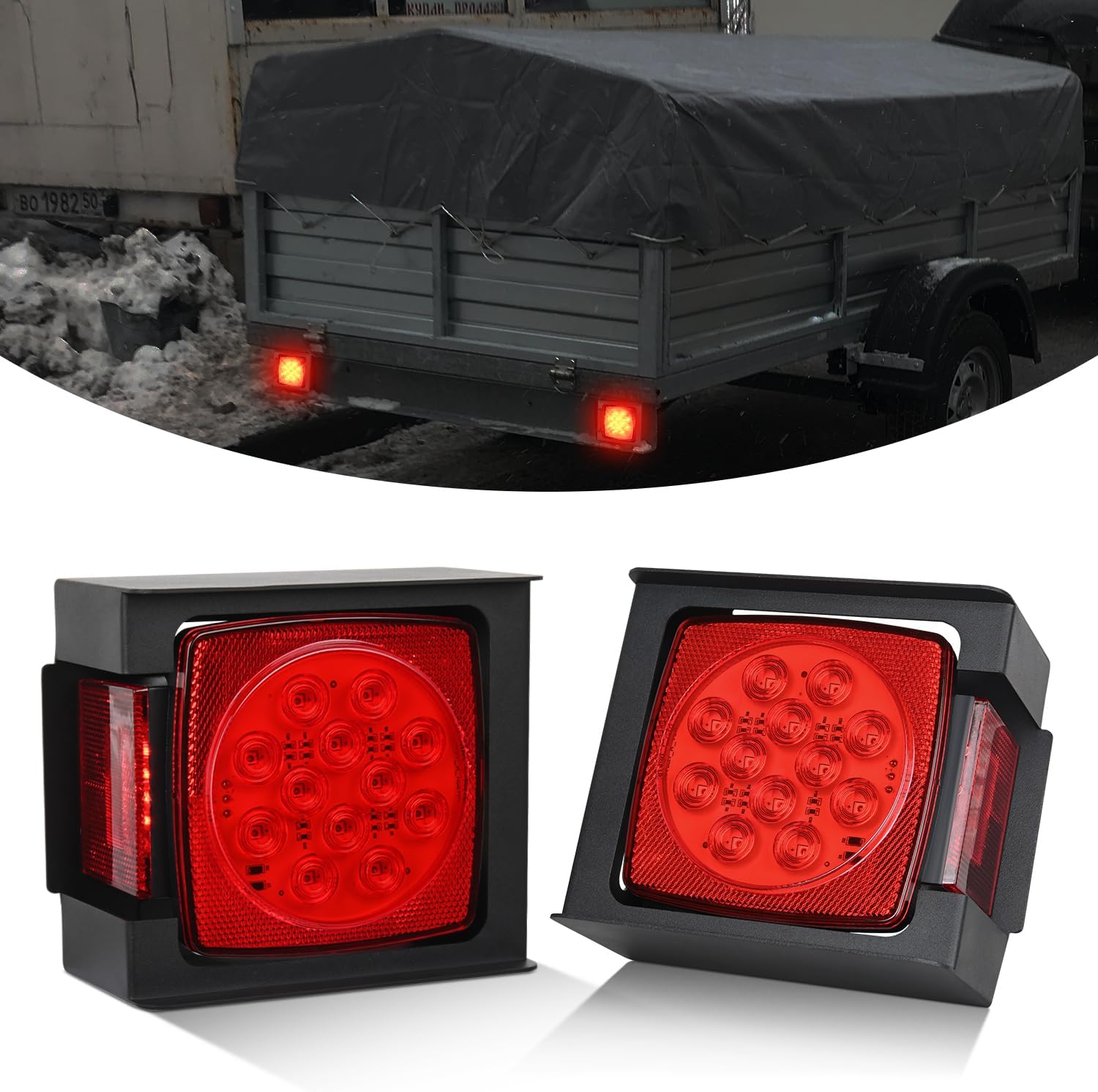 Nilight Square Submersible LED Trailer Light Kit,IP68 Waterproof 2PCS