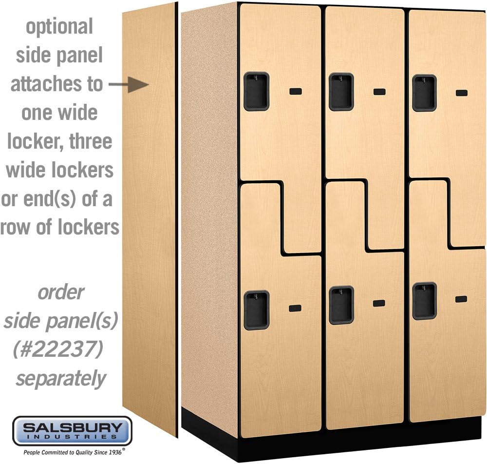 Salsbury Industries 2-Tier S-Style Extra Wide Designer Wood Locker with Three Wide Storage Units, 6-Feet High by 24-Inch Deep, Maple