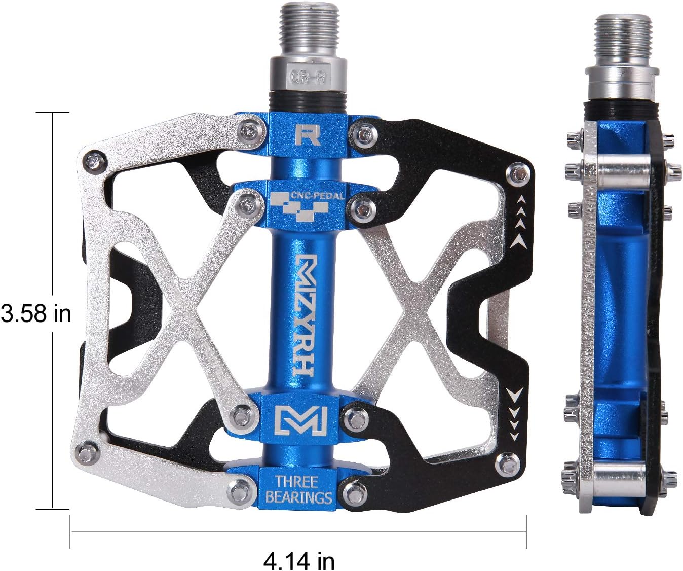 MZYRH Mountain Bike Pedals, Ultra Strong Colorful CNC Machined 9/16" Cycling Sealed 3 Bearing Pedals