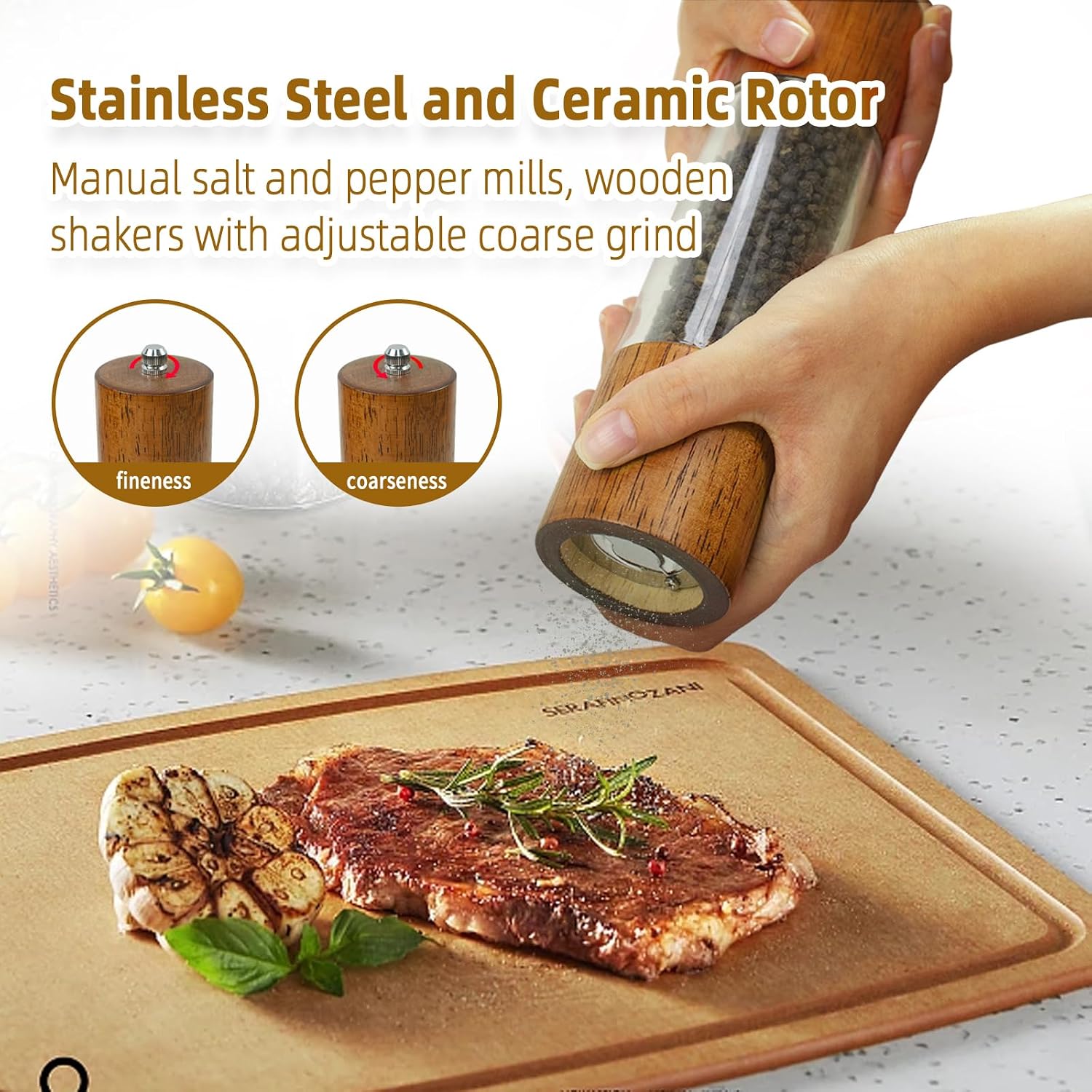 XWXO Premium Acrylic Salt and Pepper Grinder Set -8 Inches-Pack of 2
