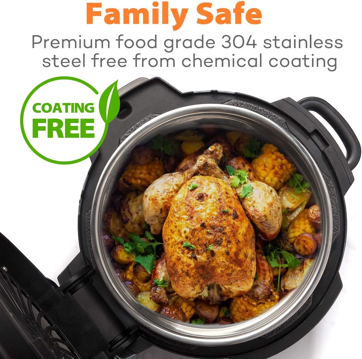 SiCheer Stainless Steel Inner Pot for Ninja Foodi 8 Qt Pressure Cooker