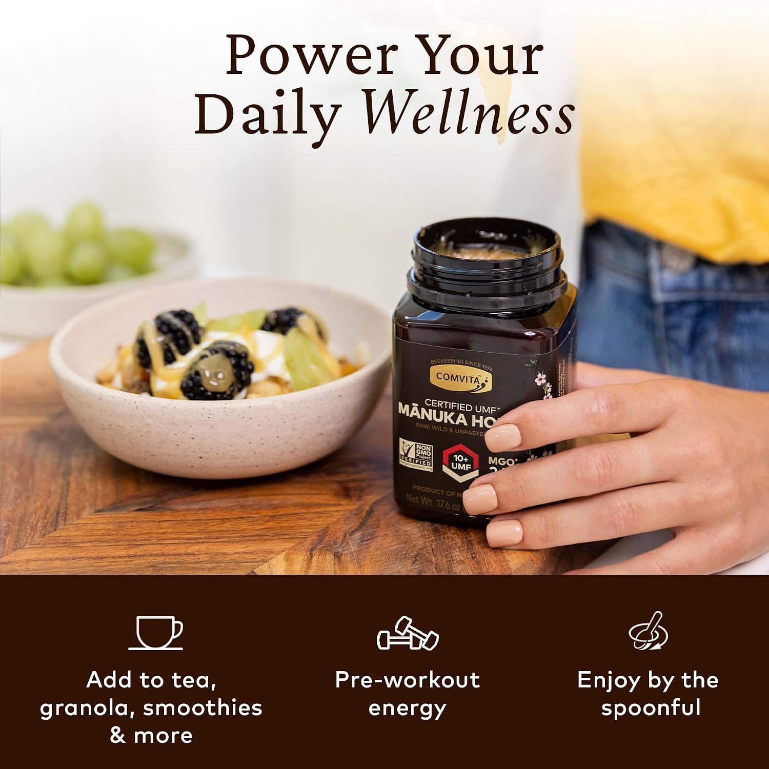 Comvita Manuka Honey UMF 10+ (MGO 263+), Monofloral - 500g (17.6 Oz) | Raw Manuka Honey New Zealand, Pure & Unpasteurized, Superfood for Immune Health, Wild, Use in Tea, Non-GMO