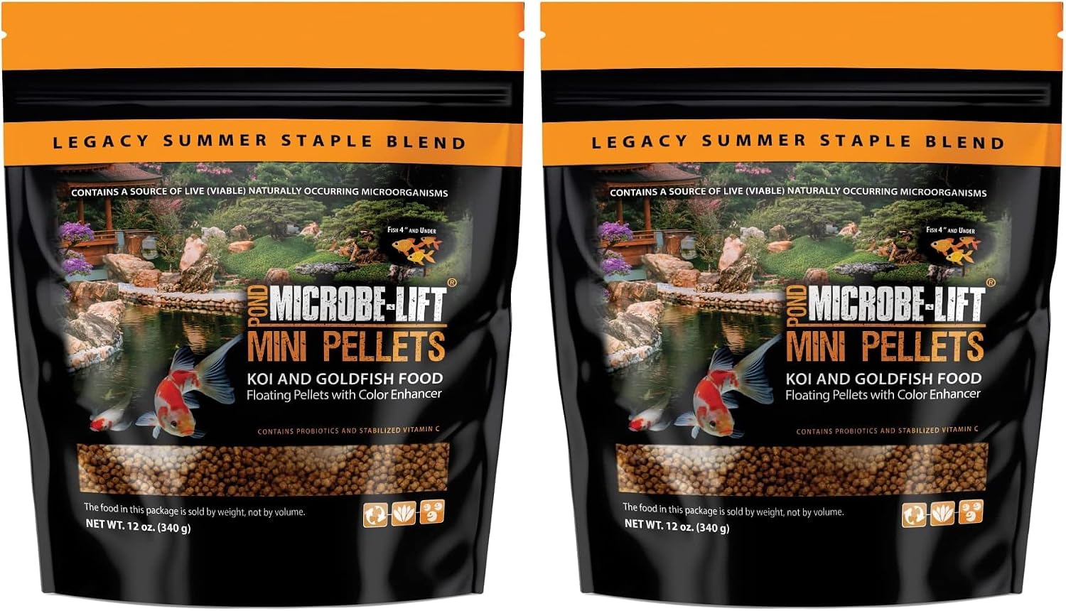 MICROBE-LIFT MLLMPSM Mini Floating Fish Food Pellets for Ponds, Water Gardens, and Fountains, for Small Live Goldfish and Koi, 12 Ounces