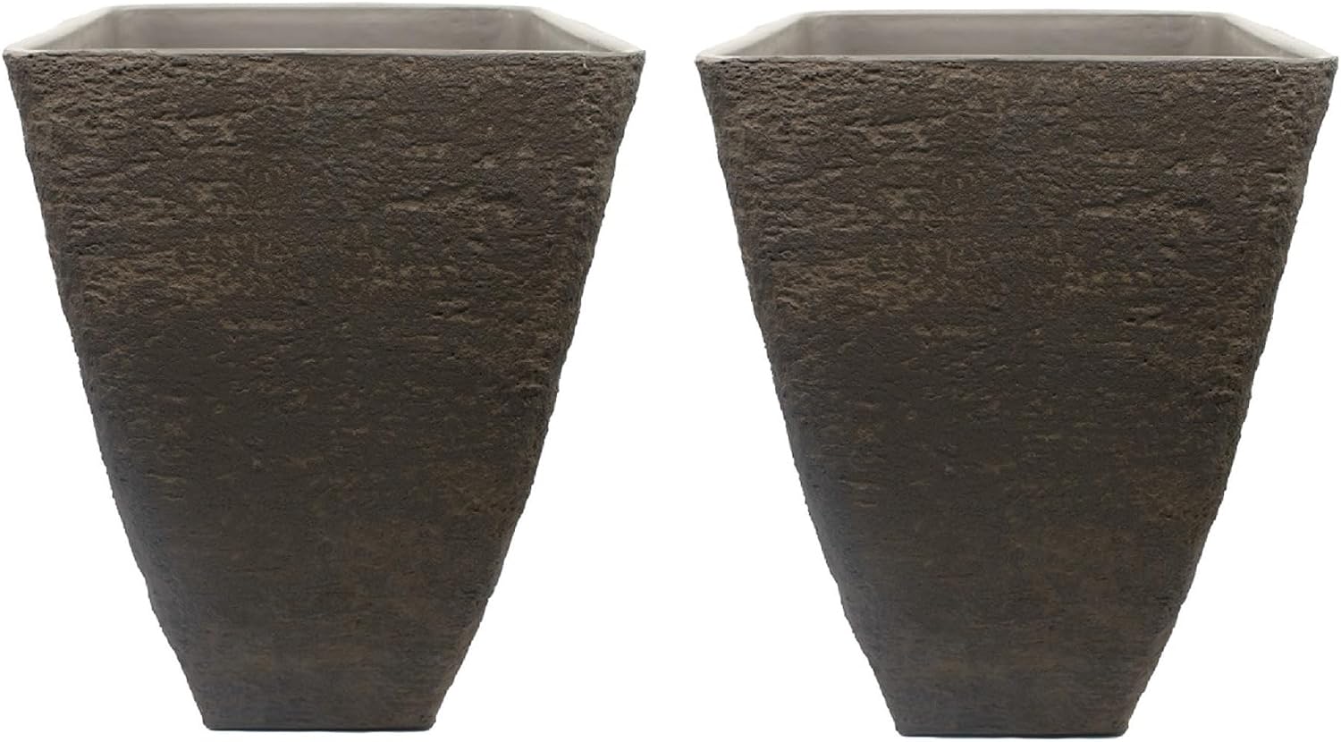 The HC Companies Tahoe Tall Square Planter - Weather-Resistant Indoor & Outdoor Plant Pot - Premium Decorative Planter Made from Crushed Stone Resin (23”H, White Birch, Pack of 1)