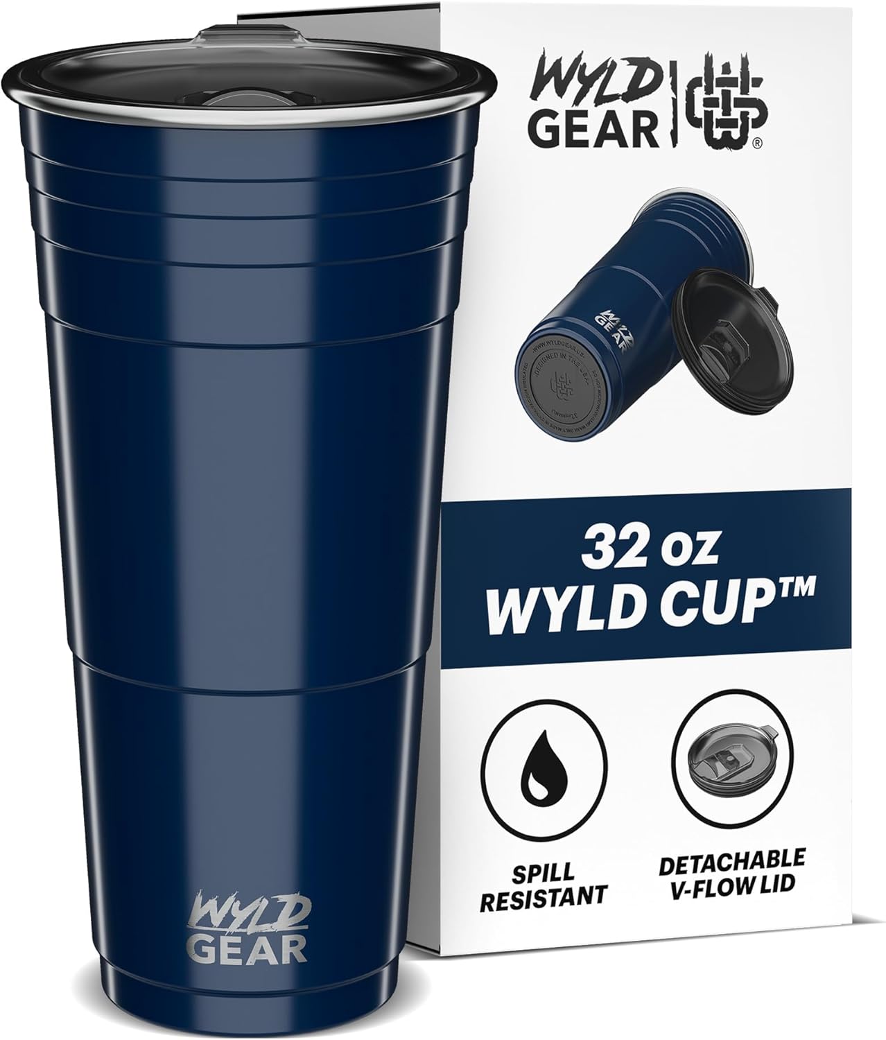 Wyld Gear Party Cup 24oz Red Stainless Steel Reusable Metal Cup with Lid