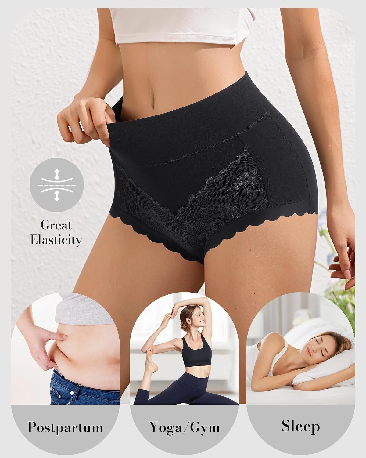 Women's High Waist Cotton Underwear Stretch Briefs Soft Comfy Ladies Panties MultiPack