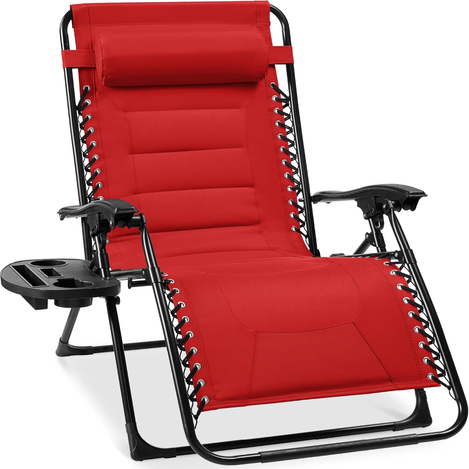 Best Choice Products Oversized Padded Zero Gravity Chair, Folding Outdoor Patio Recliner, XL Anti Gravity Lounger for Backyard w/Headrest, Cup Holder