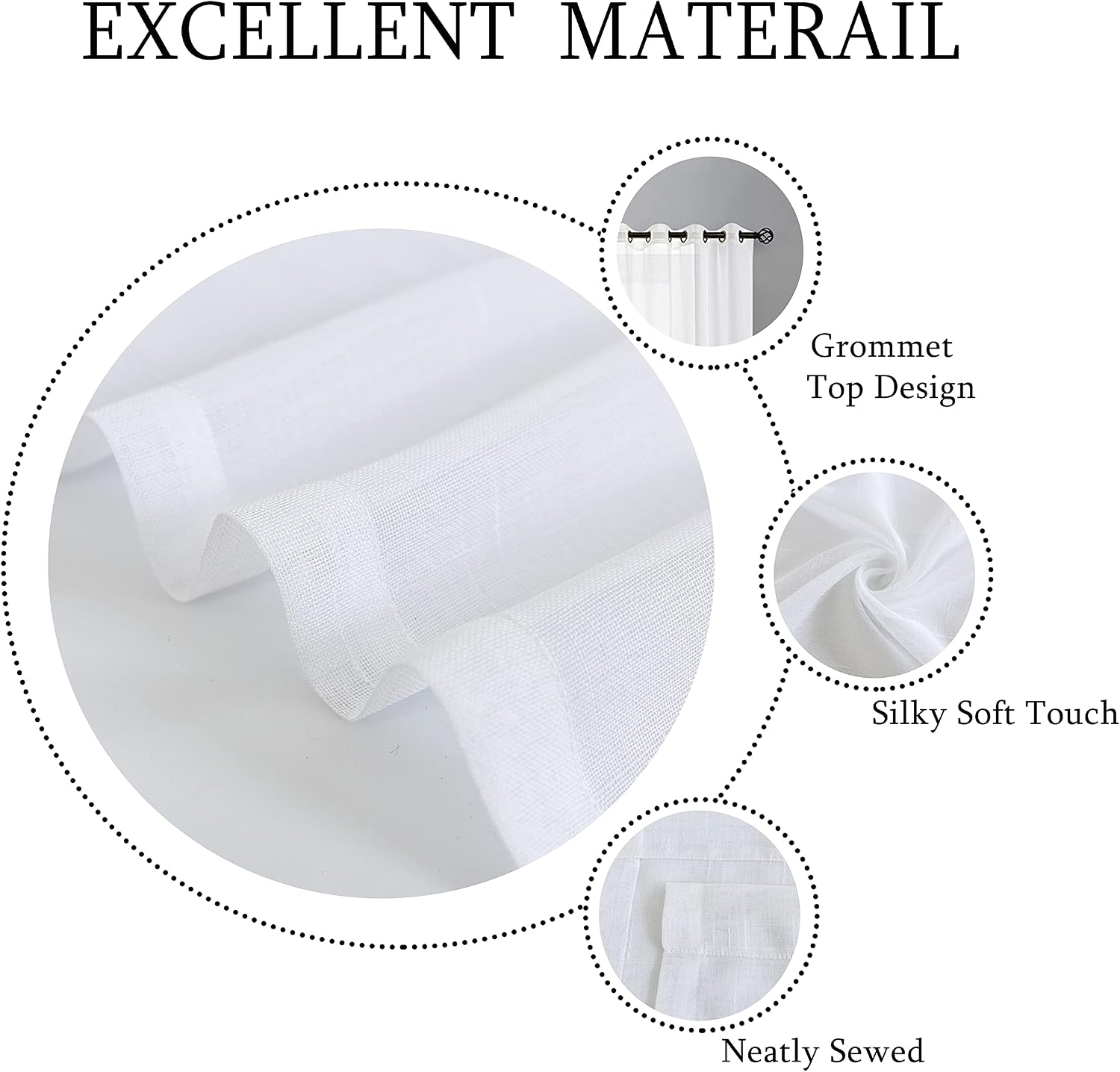 Randall Off White Sheer Open Weave Curtain for Living Room 2 Panels,72"