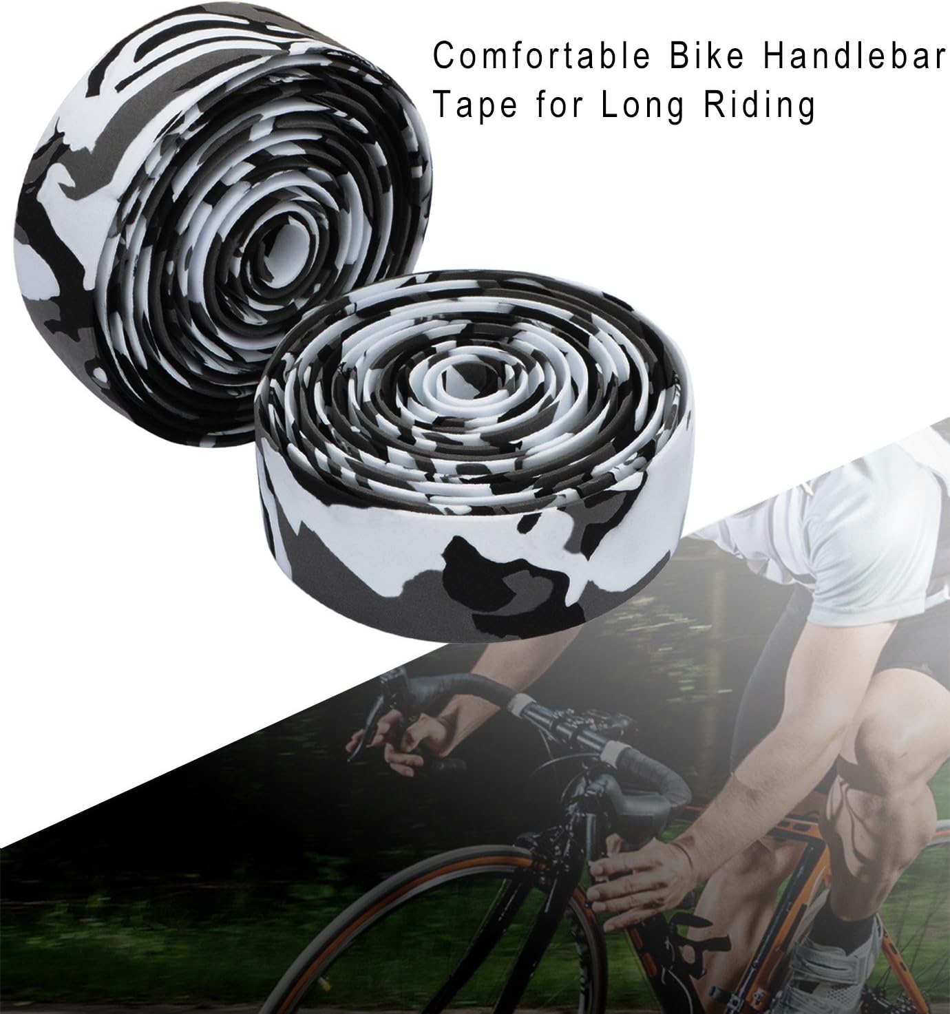 TOPCABIN Comfort Gel Road Bike EVA Handlebar Tape Bike Bar Tape Camouflage Series Tape with Reflective Bar Plugs