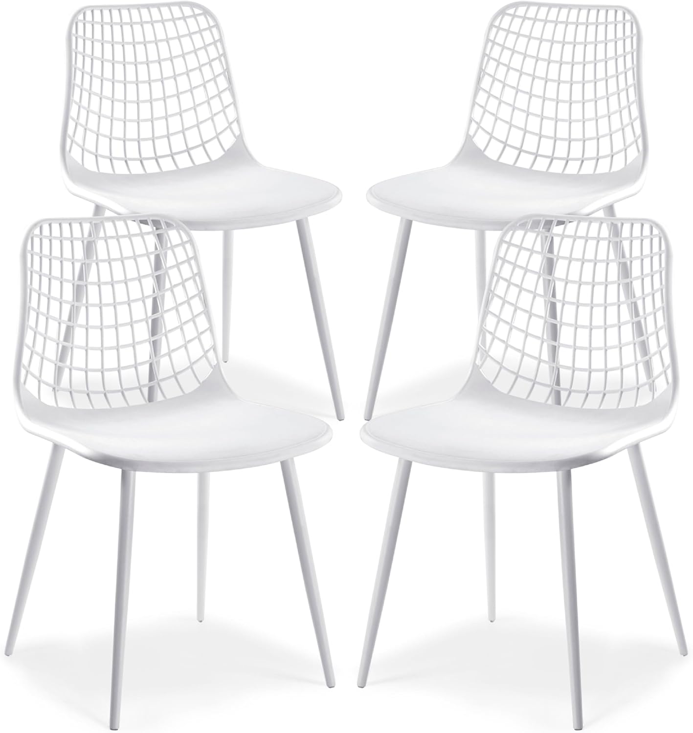 Poly & BARK Isla Modern Kitchen Chairs Set of 4 - Plastic Dining Chair with Metal Legs - Quick Assembly Simple Cafe Chairs Plastic for Indoor or