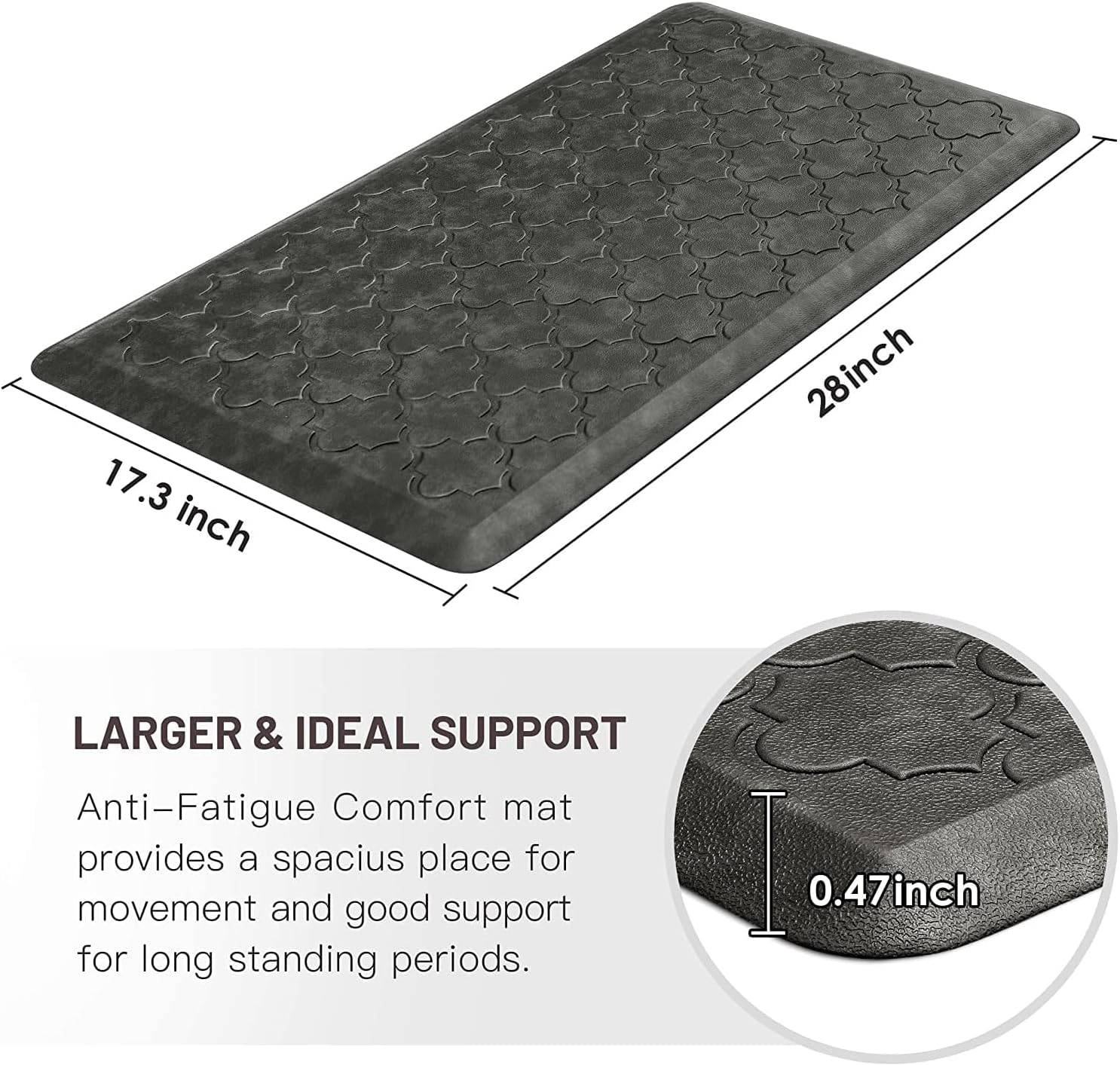 WISELIFE Kitchen Mat Cushioned Anti Fatigue Floor Mat, 17.3"x60", Thick Non Slip Waterproof Kitchen Rugs and Mats, Standing Mat for Floor, Home