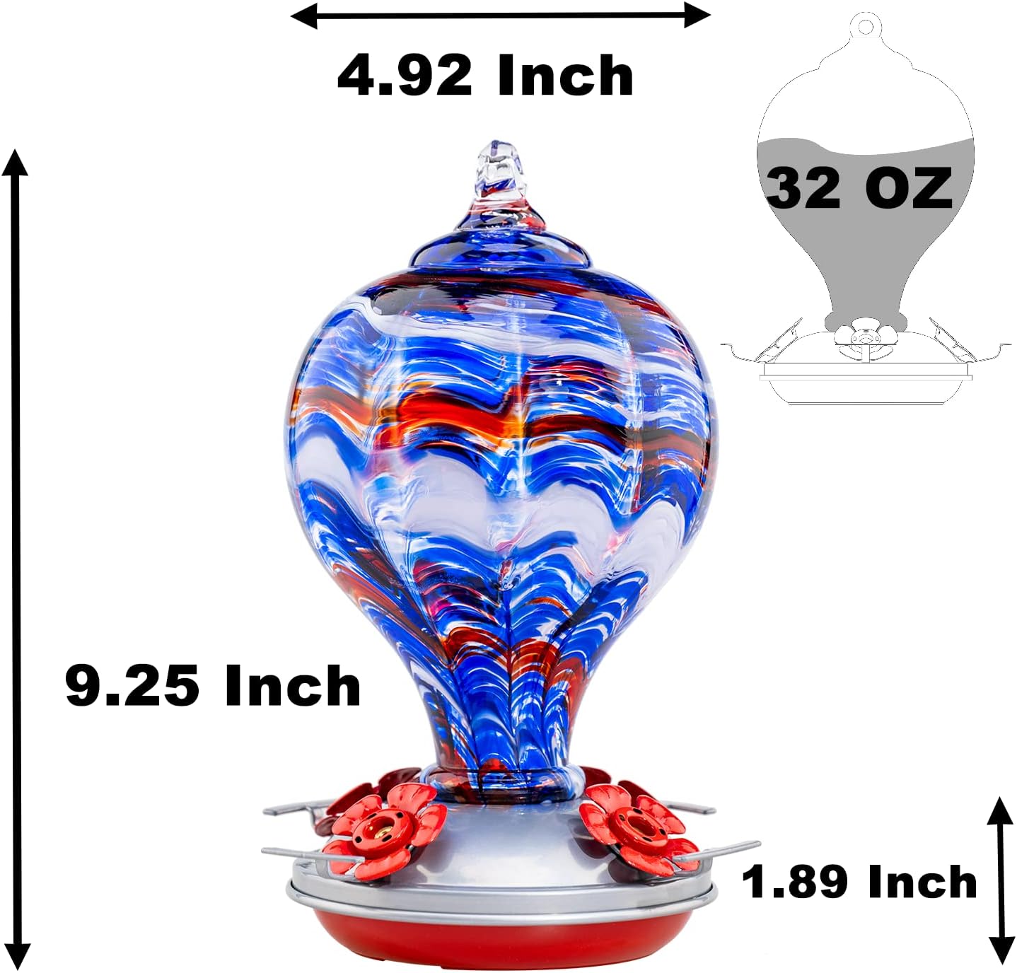 Muse Garden 32OZ Humming Bird Feeder Ant Moat,Gifts for Bird Lover,Gardening Backyard Decor Hummingbird Nectar Capacity,Nebula