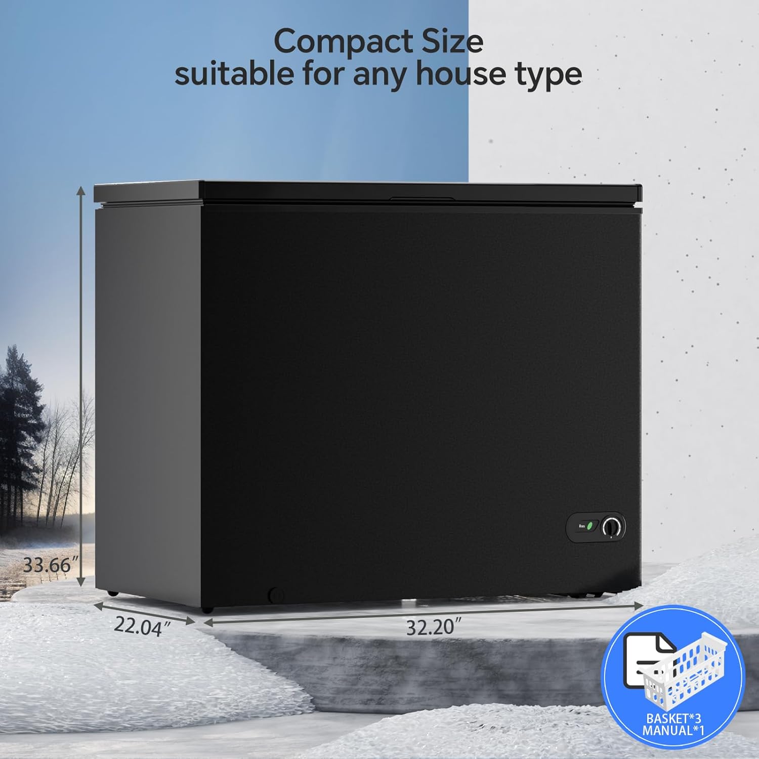 Kismile 7.0 Cubic Feet Chest Freezer, Deep Freezer for Home, Black
