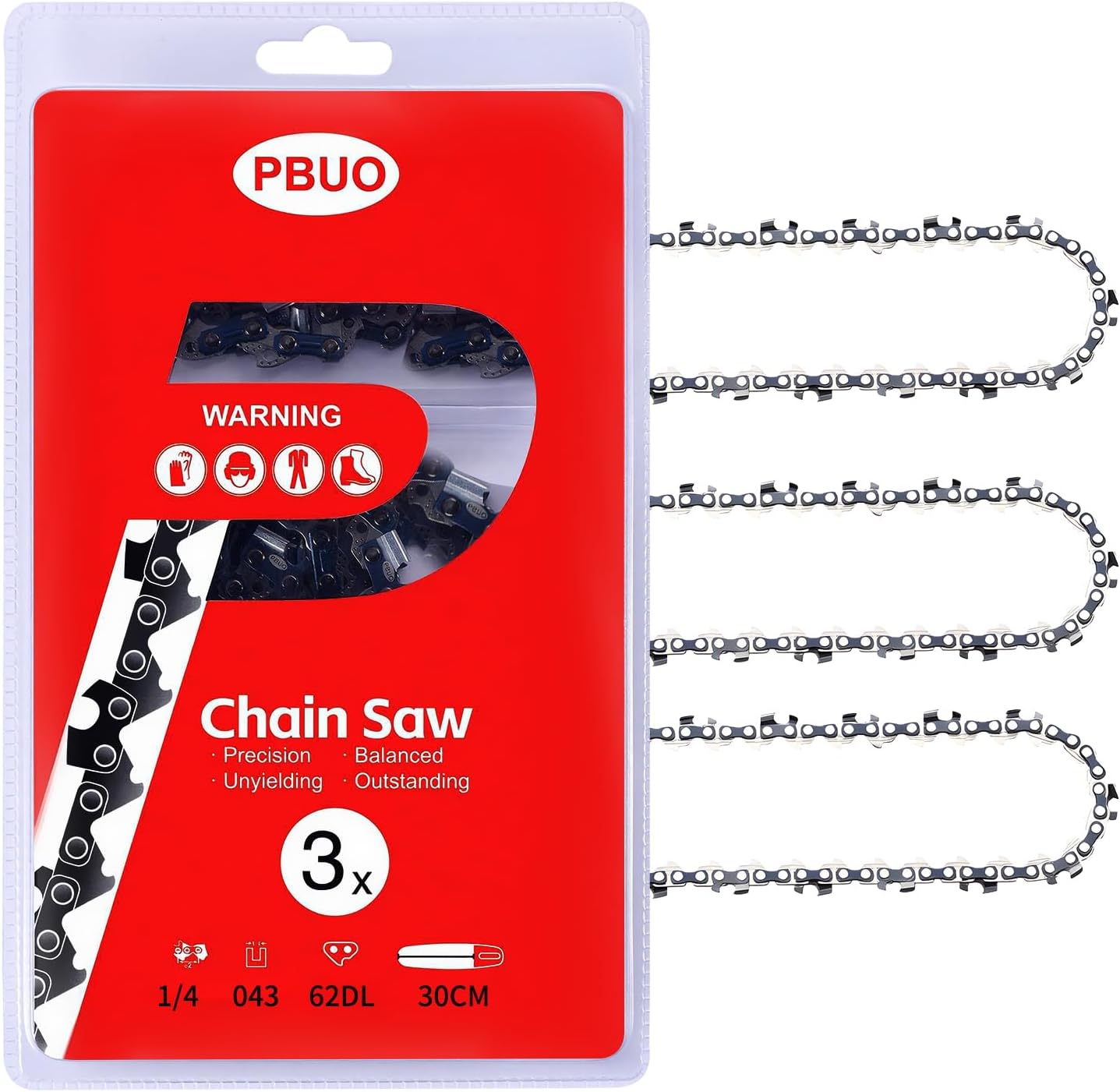 18 Inch Chainsaw Chain Replacement .325" Pitch .063" Gauge 68 Drive Links, Fits Stihl (PRE 2023 .063" Gauge) 025, MS250, MS251, 3005 008 4717-36390050068, Full Chisel, 3 Pack | P-Series