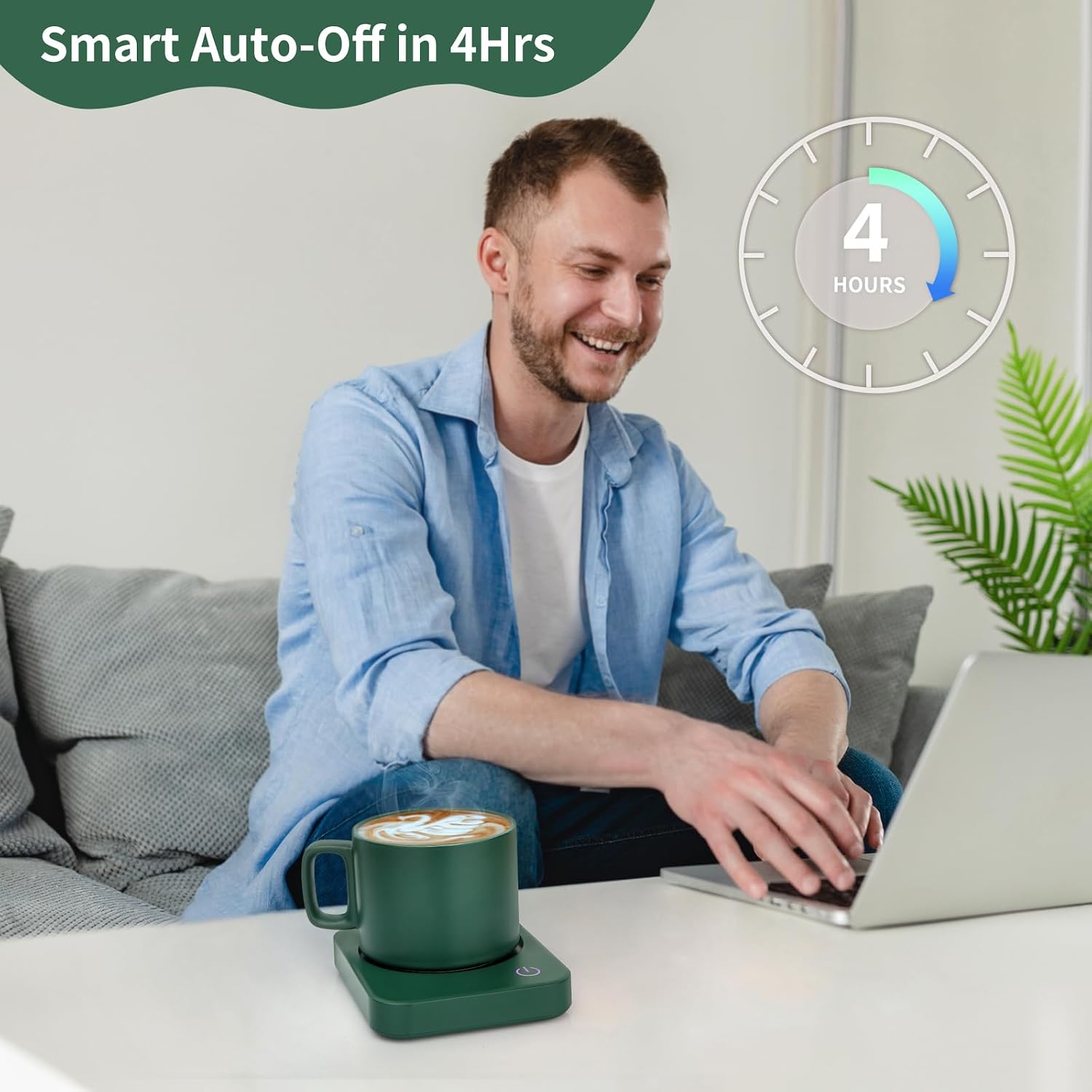 VOBAGA Coffee Mug Warmer for Desk with Auto Shut Off & 3-Temp Settings, Coffee Cup Warmer with Smart Safety Alert Home Office Accessory