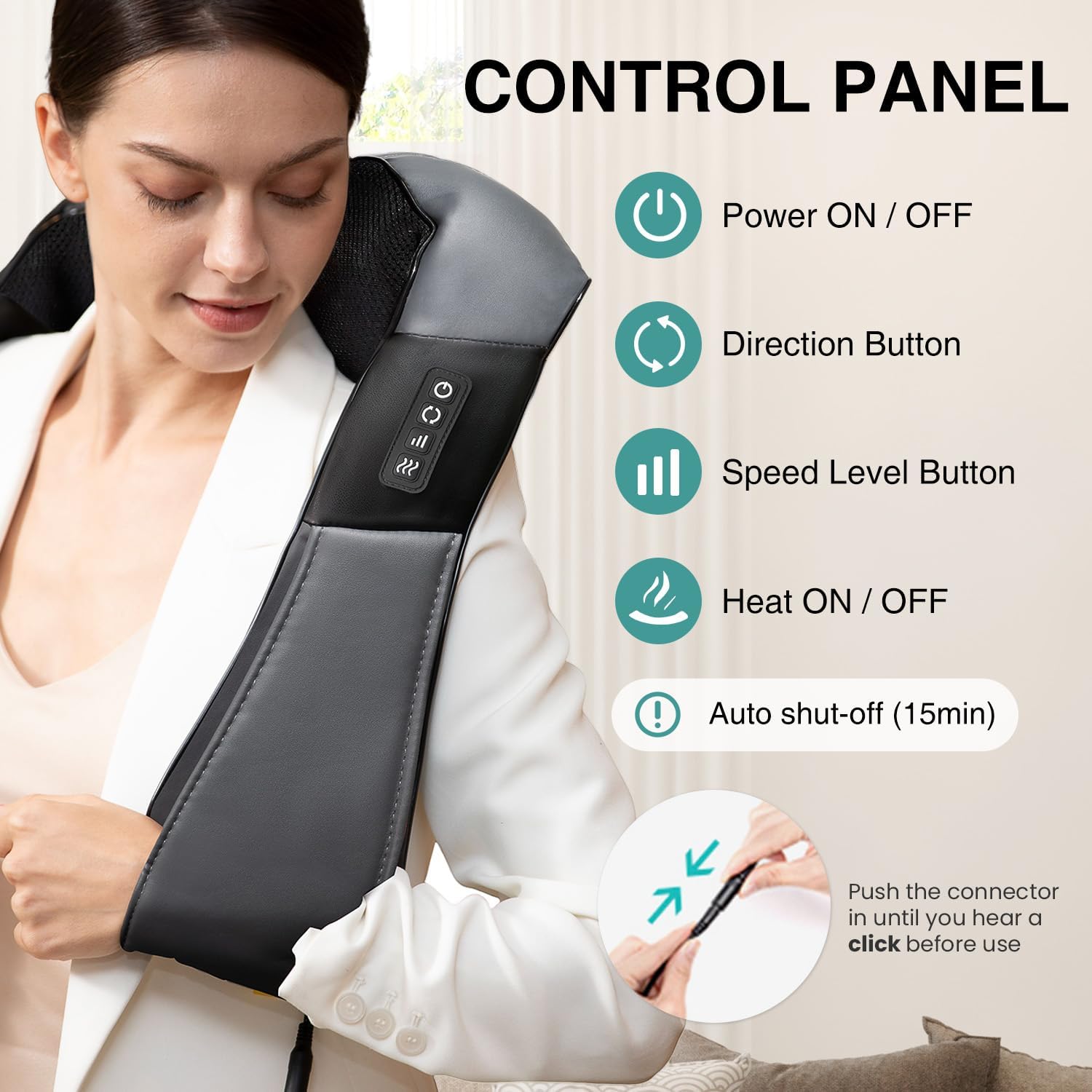 Nekteck Shiatsu Neck Massager with Heat for Pain Relief, NOT Cordless | 2026 Upgraded 3D Back Shoulder Kneading Massage Pillow, 3 Intensity Speeds Deep Tissue, Relaxation Gifts for Men Women, Black