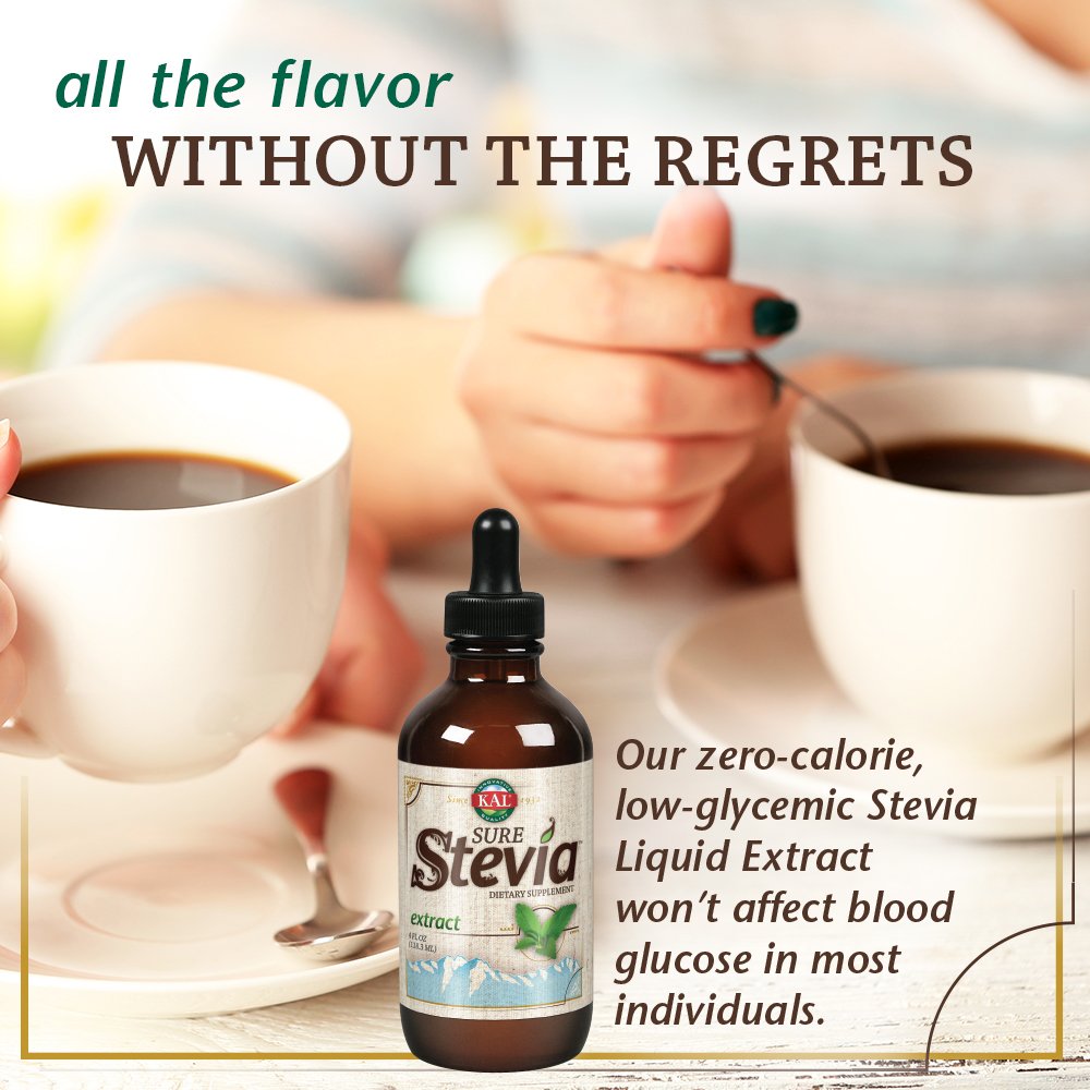 KAL Sure Stevia Extract Zero Calorie Sweetener, Low Carb, Plant Based Liquid Stevia Drops, Great Taste, Zero Sugar, Low Glycemic & Perfect for a Keto Diet, 60-Day Guarantee, Approx. 775 Servings, 4oz | Zero Calorie Sweetener - Plant Based, Low Glycemic &…