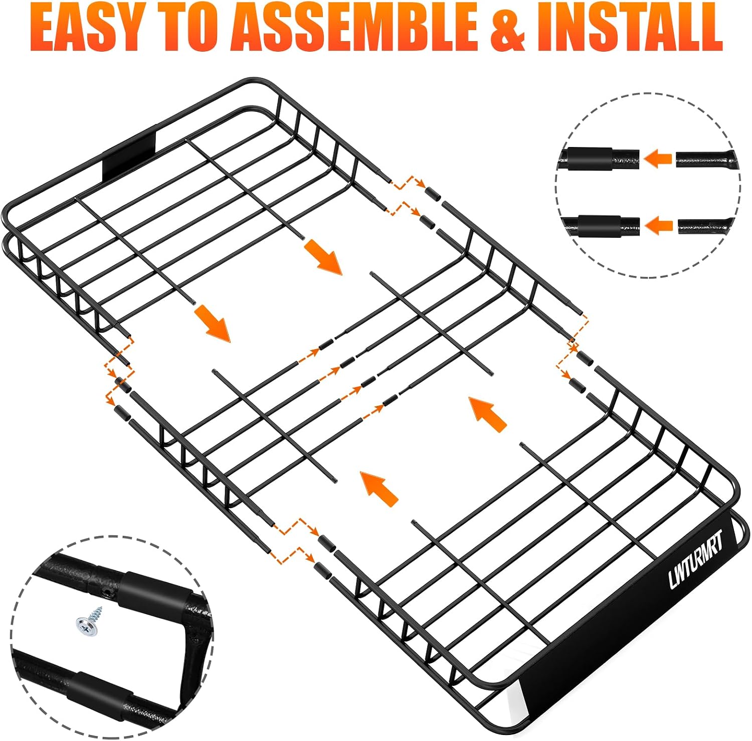 LWTURMRT 64 x 39 Inch Universal 300LB Heavy Duty Roof Rack Cargo with Cargo Net, Car Top Luggage Holder Carrier Basket for SUV