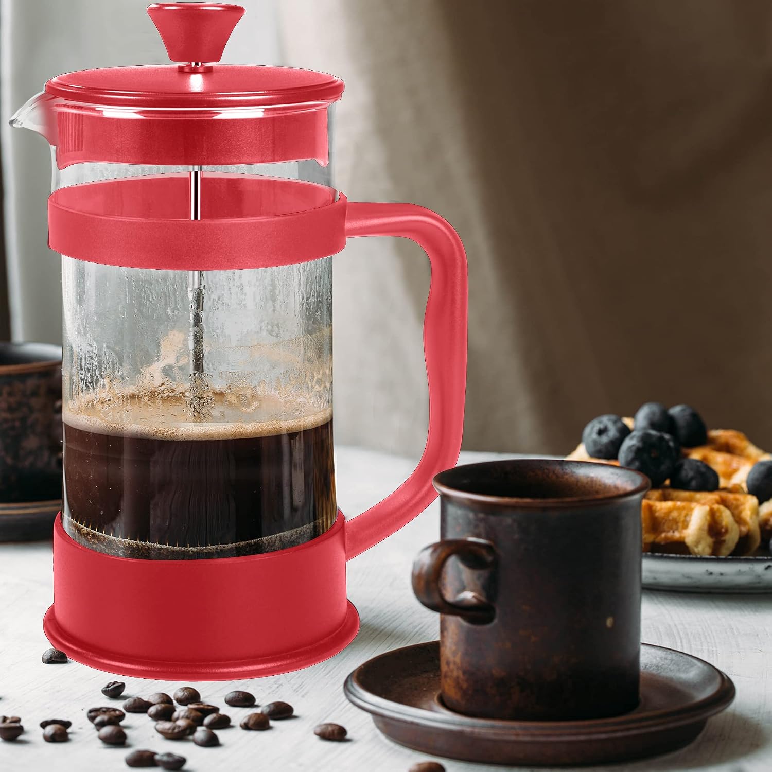 Utopia Kitchen Borosilicate Glass French Press Coffee Maker 34 Oz, Black | Heat-Resistant Cafetiere & Tea Maker, Thickened Glass Coffee Press for Travel and Camping