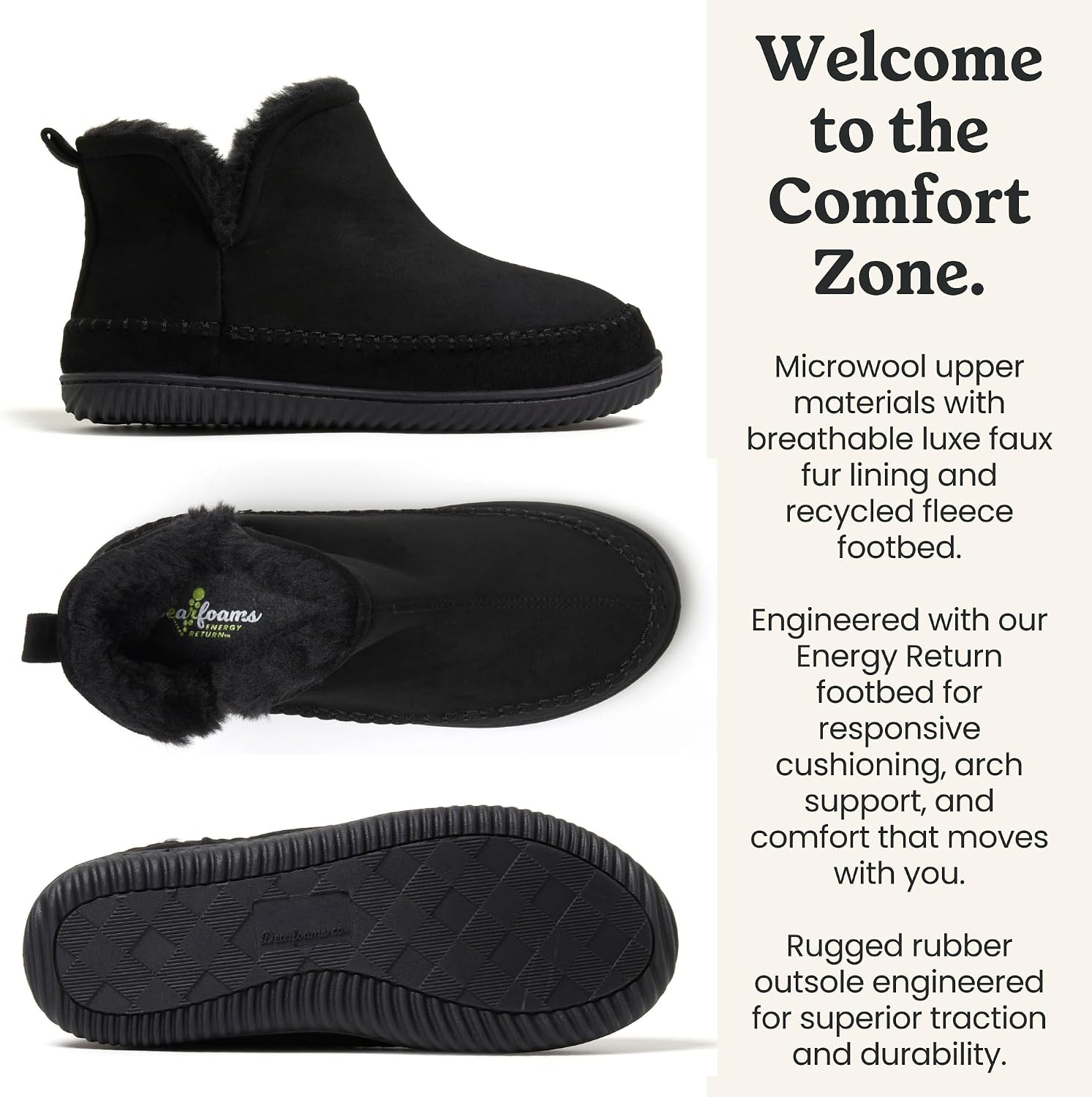 Dearfoams Men's Memory Foam Indoor House Slippers Brixen Ankle Boot House Shoes - Gifts for Men