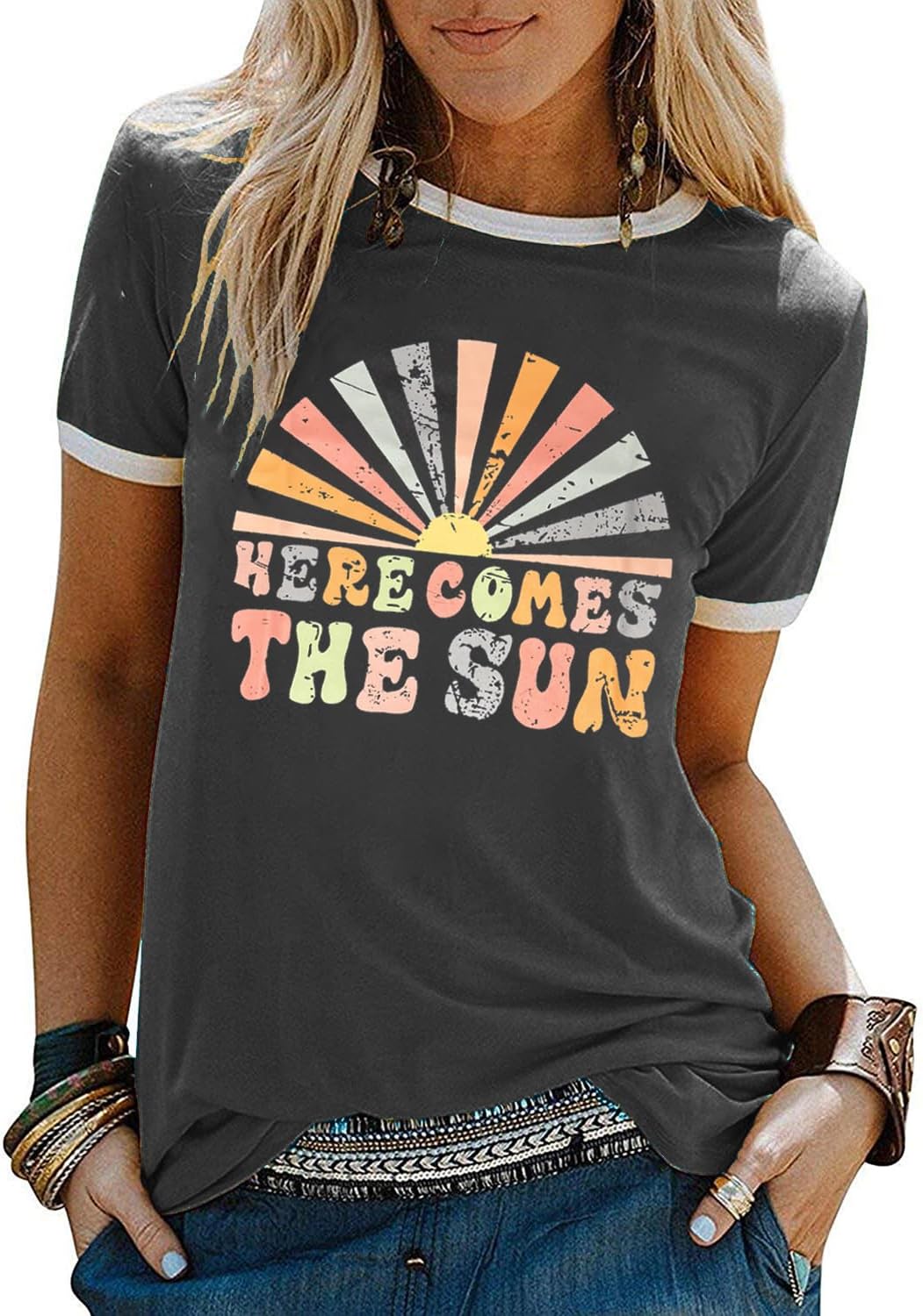 YEXIPO Graphic Tees for Women Short Sleeve Summer Tops Casual Cute T Shirts