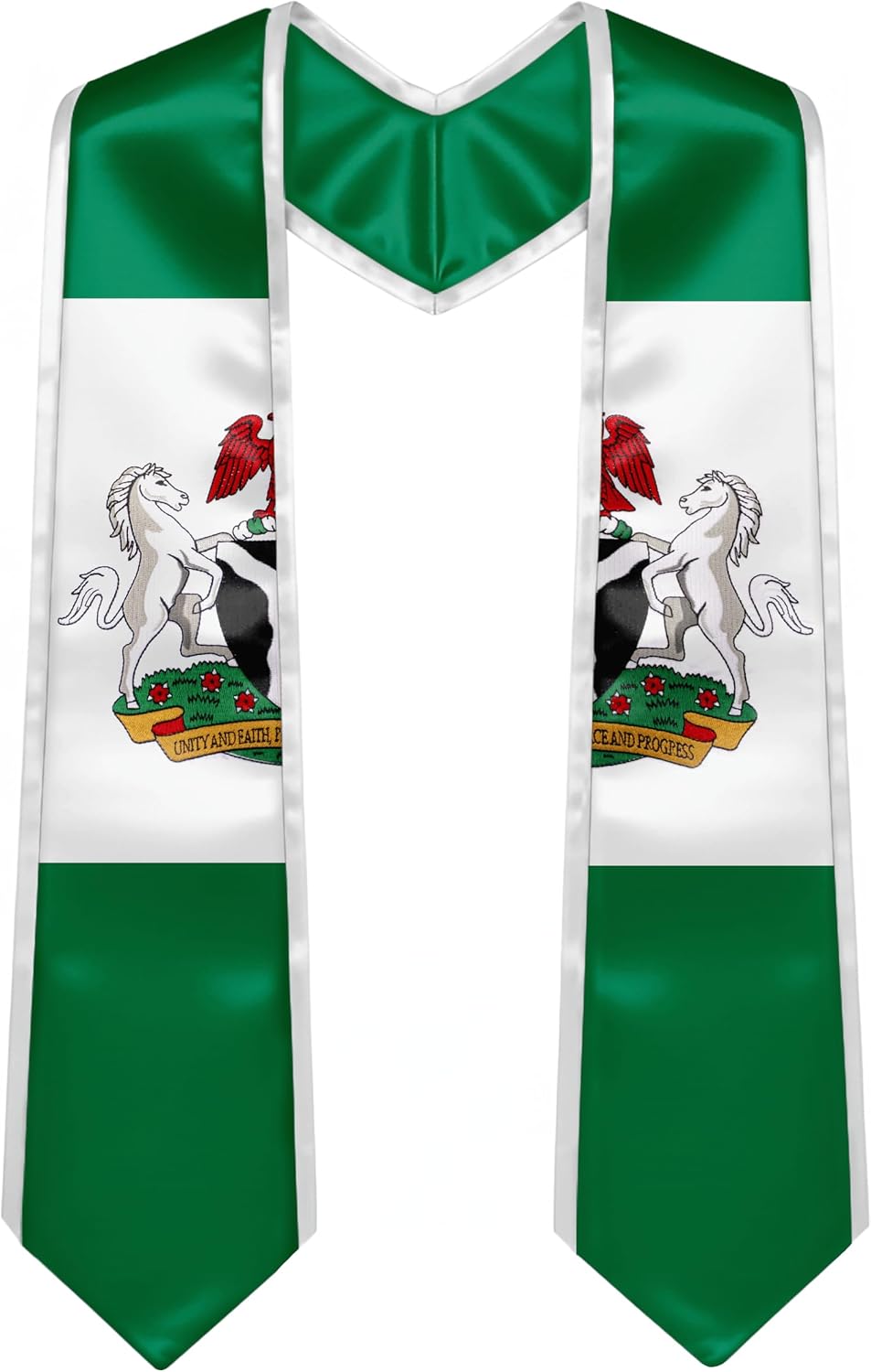 YOXEULL National Flag Embroidered Graduation Stole with Trim, Graduation Sash Graduates Gift, 72"