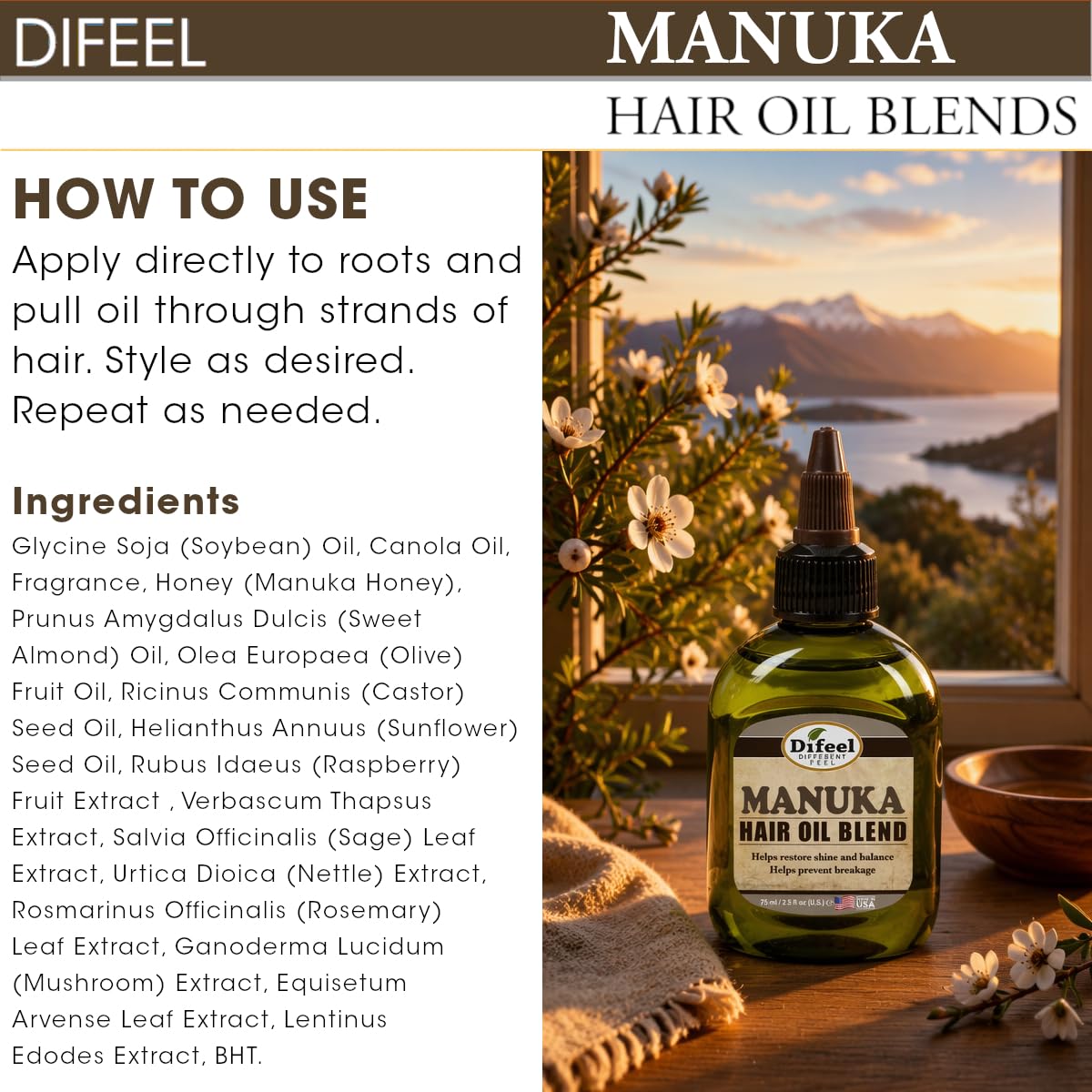 Difeel Soy Hair Oil Blend - Travel Size 2.5 Ounce