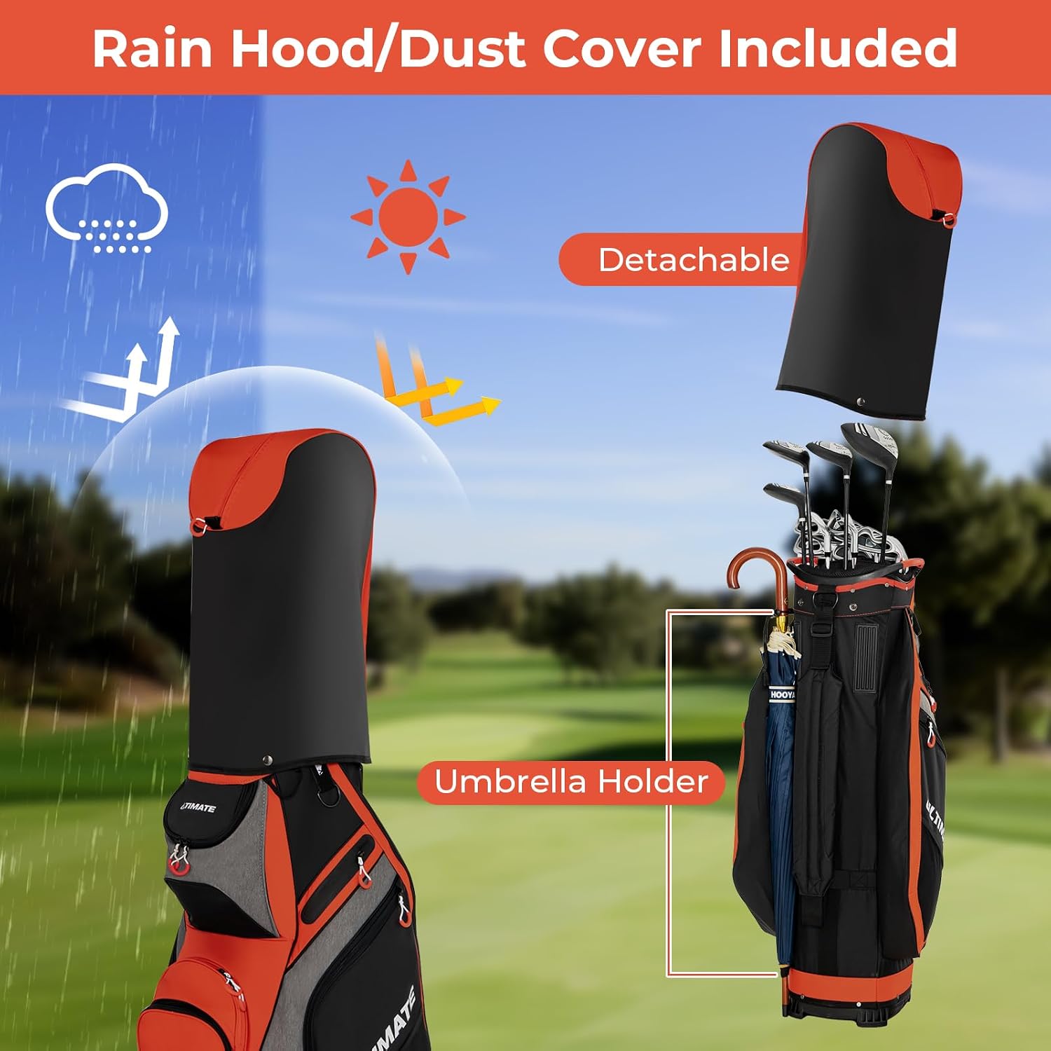 Goplus Golf Cart Bag with 14-Way Top Organizers, Lightweight Portable Golf Club Bag W/7 Zippered Pockets Including Waterproof Valuable Pockets