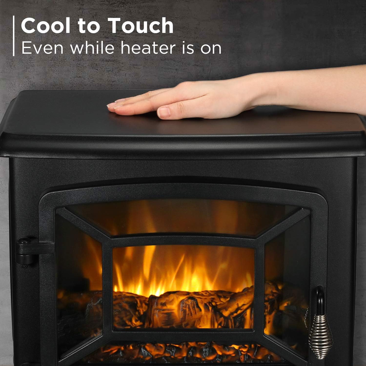 TURBRO Suburbs TS20 Electric Fireplace Heater, Freestanding Fireplace Stove with Realistic Dancing Flame Effect - CSA Certified - Overheating Safety Protection - Easy to Assemble - 20" 1400W Black
