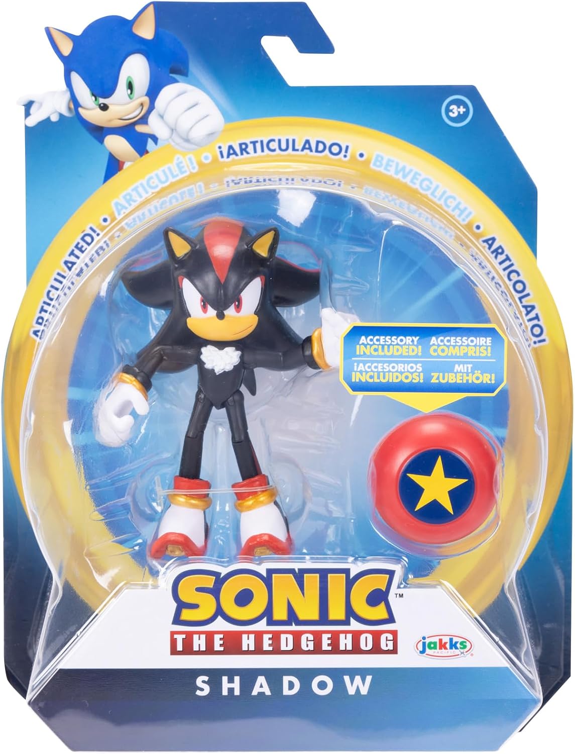 Sonic the Hedgehog 4-inch Shadow Action Figure with Star Spring Accessory. Ages 3+ (Officially licensed by Sega)