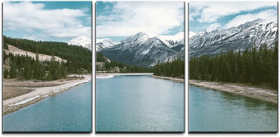 wall26 - 3 Piece Canvas Wall Art - Blue Ocean Waves - Modern Home Art Stretched and Framed Ready to Hang - 16"x24"x3 Panels