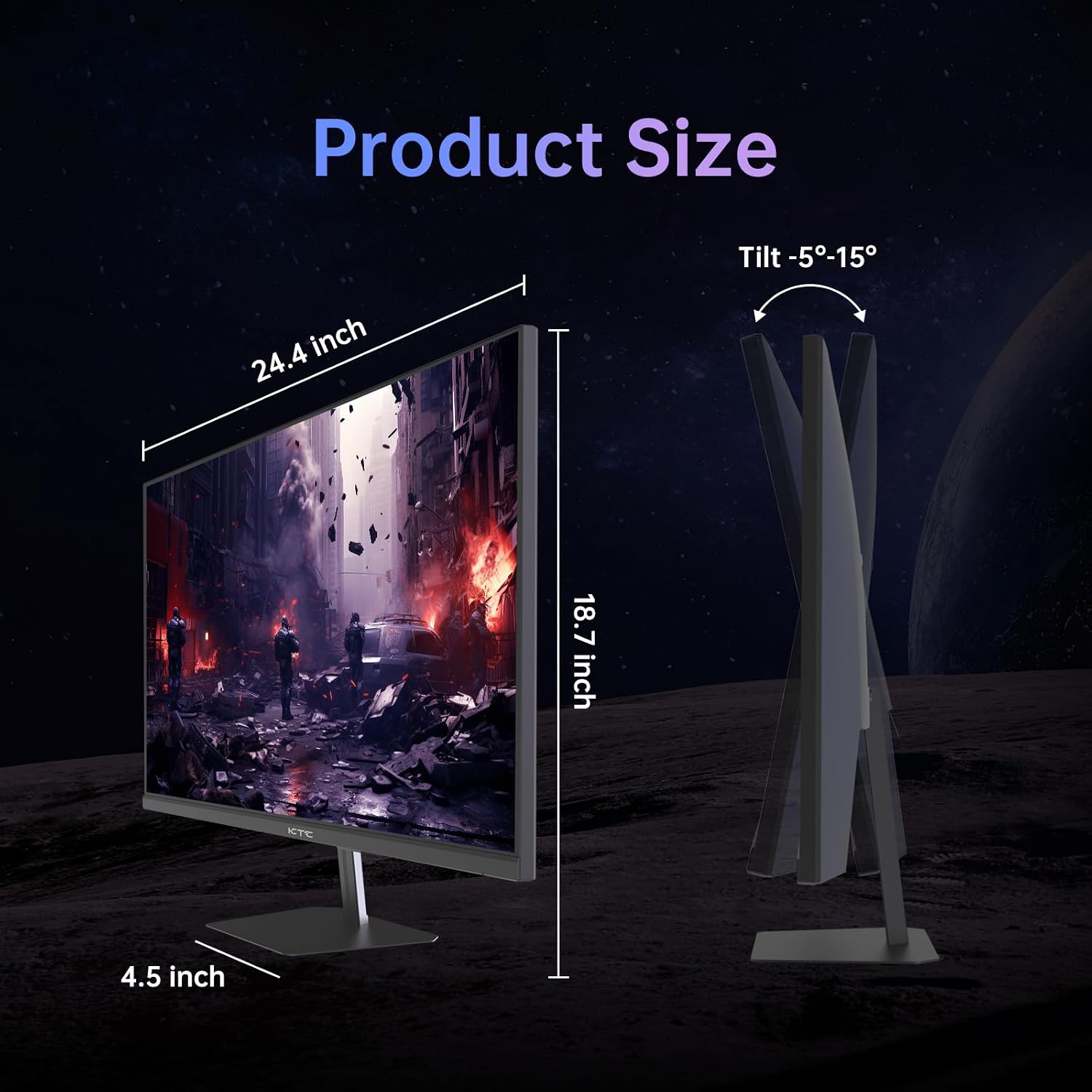 KTC 24.5 Inch Gaming Monitor, 180Hz OC 200Hz Monitor FHD, Fast IPS, H25T7 | 1080P Monitors 1ms, 128% sRGB HDR10, Adaptive Sync, HDMI DP, VESA Tilt Adjustable for Xbox PS5 Switch, HDMI Cable Inc.