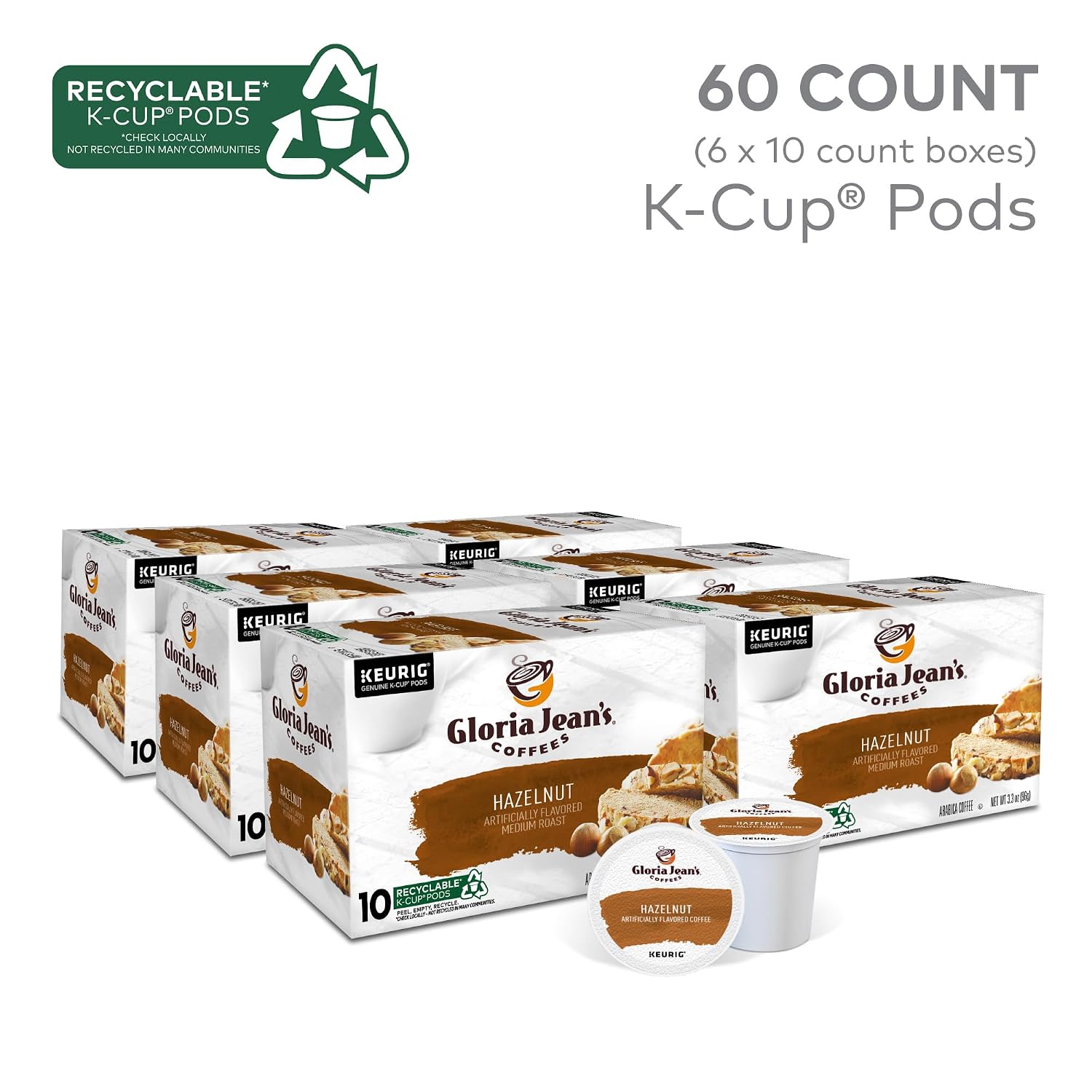 Gloria Jean's Coffees Butter Toffee, Single-Serve Keurig K-Cup Pods, Flavored Medium Roast Coffee, 96 Count