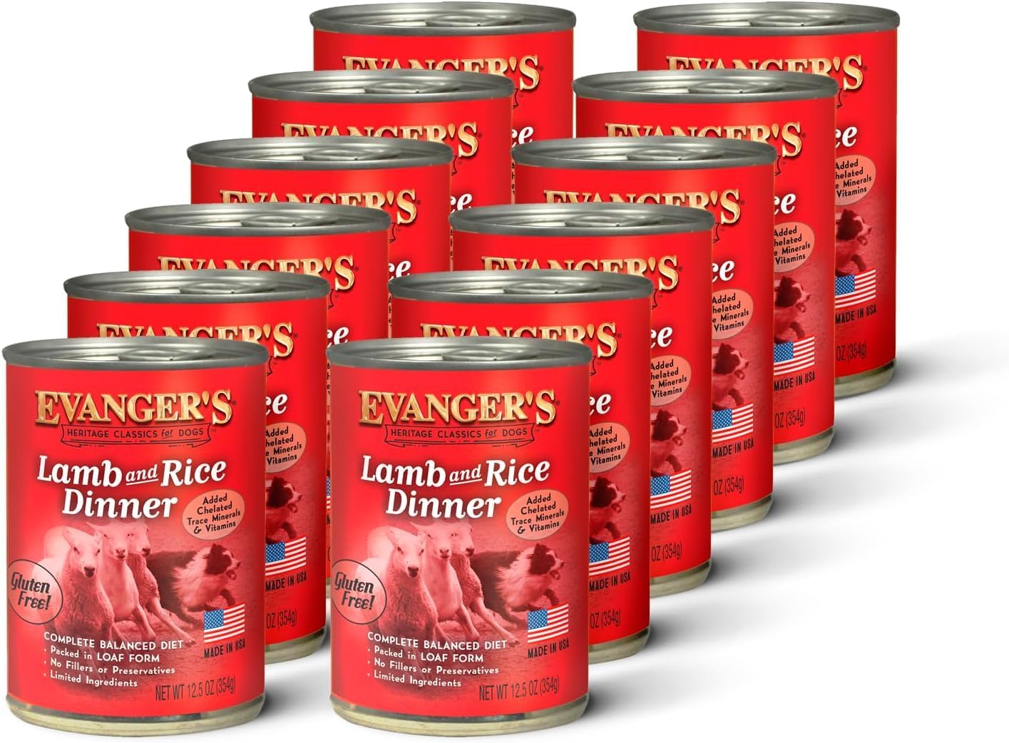 Evanger's Heritage Classic Puppy Food – 12 Count, 12.5 oz Each – Tasty Meat-Based Formula for Puppies & Underweight Dogs – Added Vitamins & Chelated Trace Minerals – Grain & Gluten Free