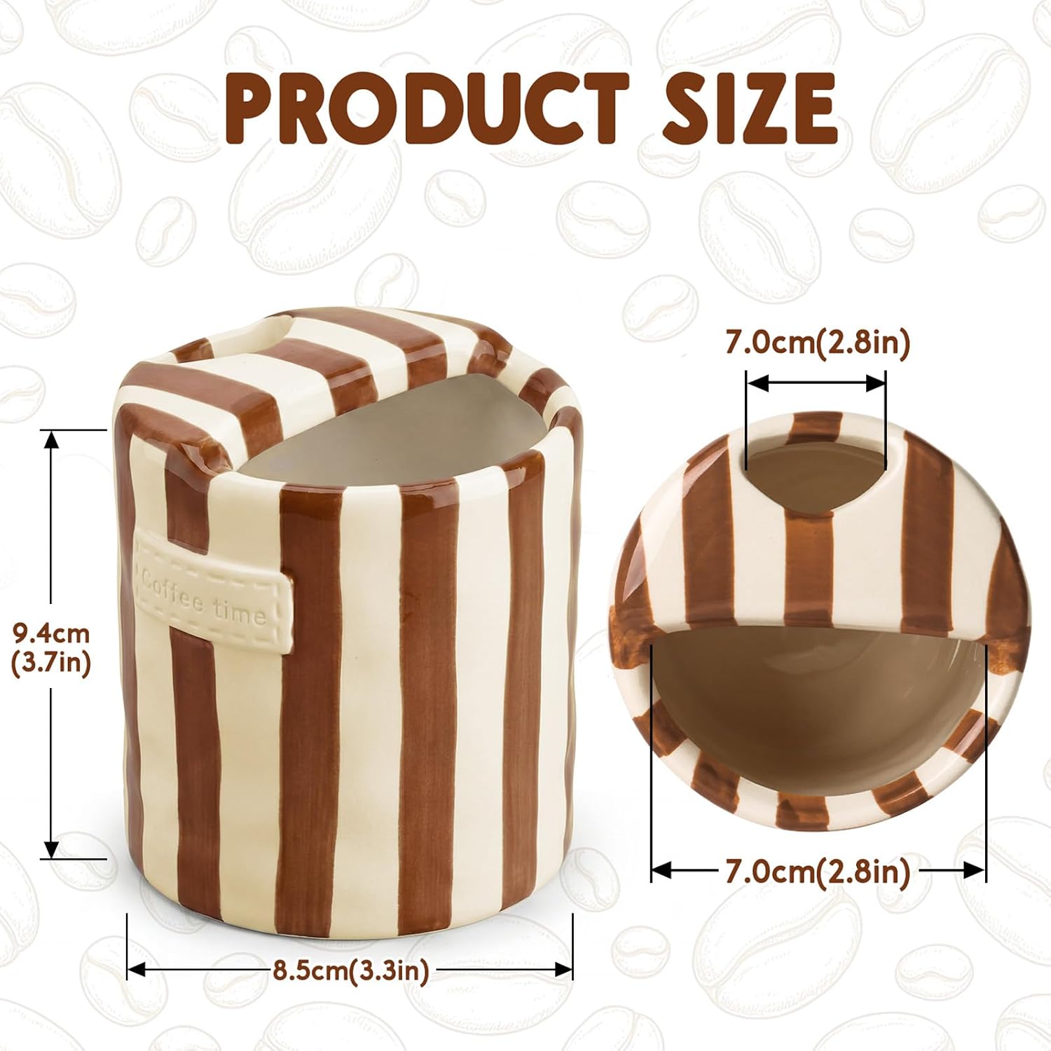 10oz Ceramic Coffee Mug with Sip Hole, Striped Espresso Cups for Hot & Cold Drinks and Microwave & Dishwasher & Freezer Safe