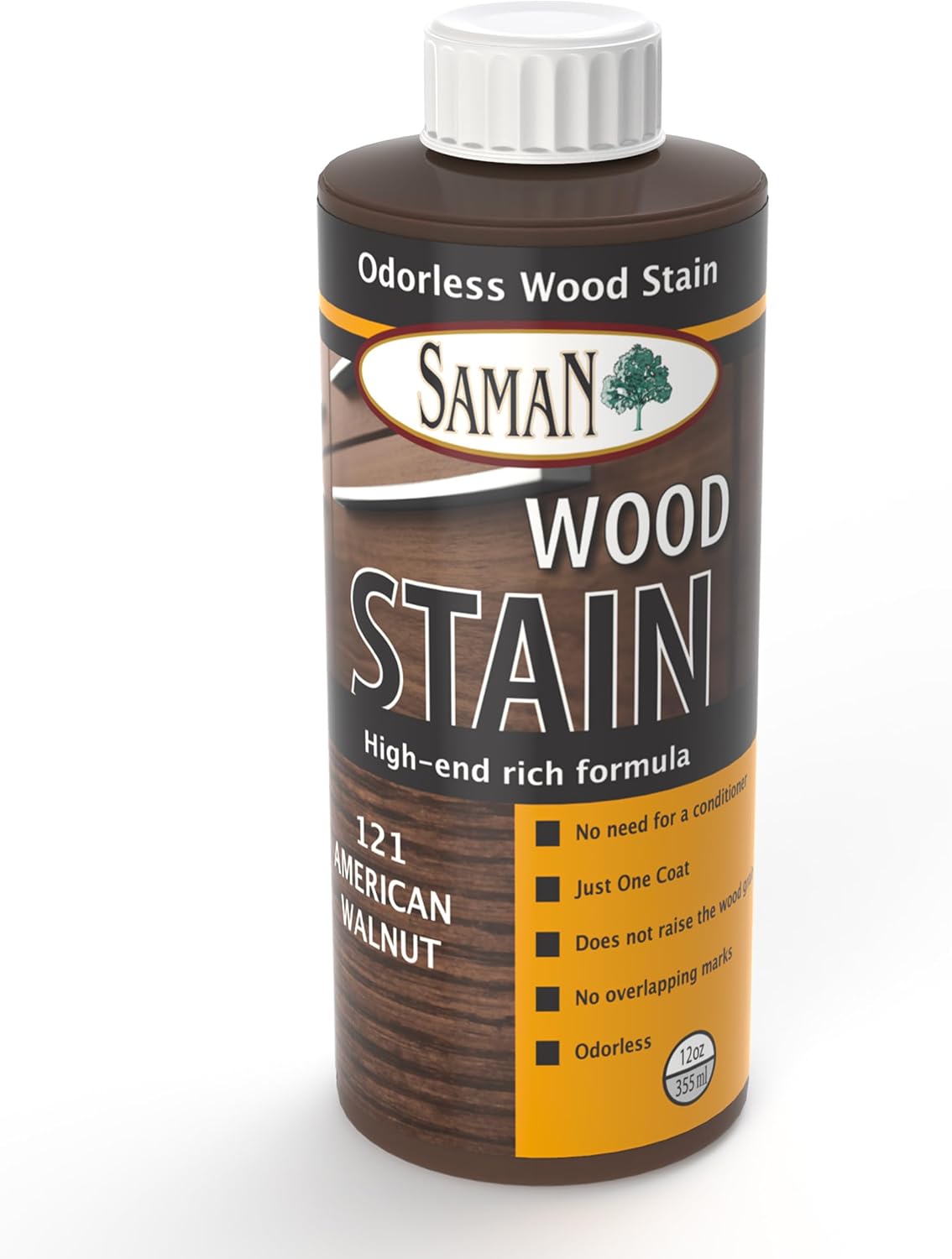 SamaN Interior Water Based Wood Stain - Natural Stain for Furniture, Moldings, Wood Paneling, Cabinets (Antique Walnut TEW-212-12, 12 oz)