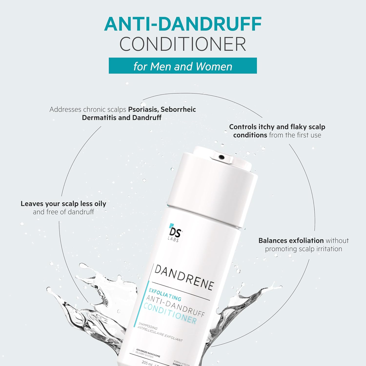 DS Labs Dandrene Dandruff Conditioner, 205mL - for Itchy, Flaky Scalp, Moisturizing Conditioner with Aloe Vera, Supports Scalp Health & Oil Control, For Seborrheic Dermatitis & Psoriasis | Powered by aloe vera, Nanosome Technology & botanicals to hydrate…