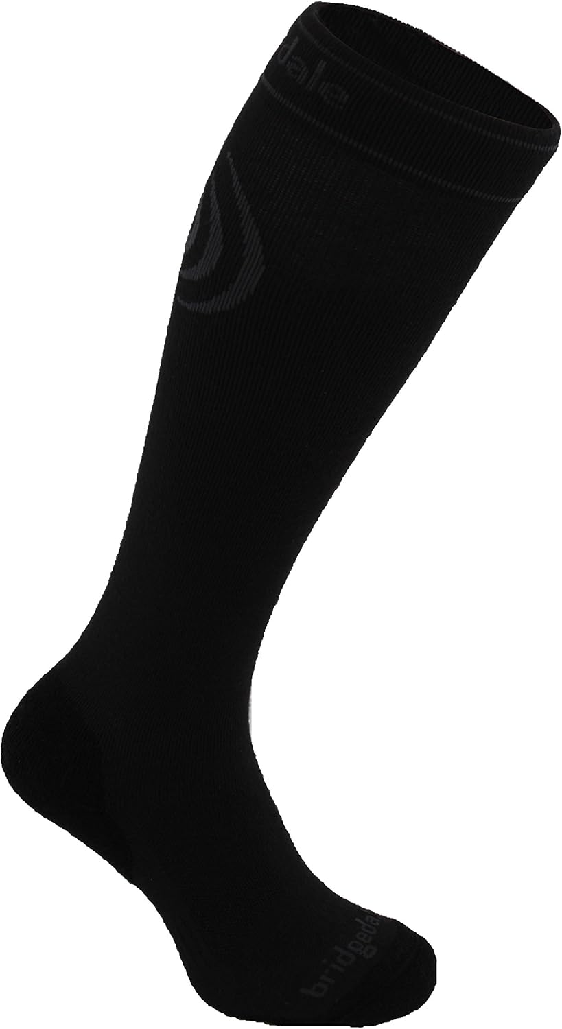 Bridgedale Unisex Travel Merino Fusion Winter Sport Socks, Medium, Black with Sock Ring